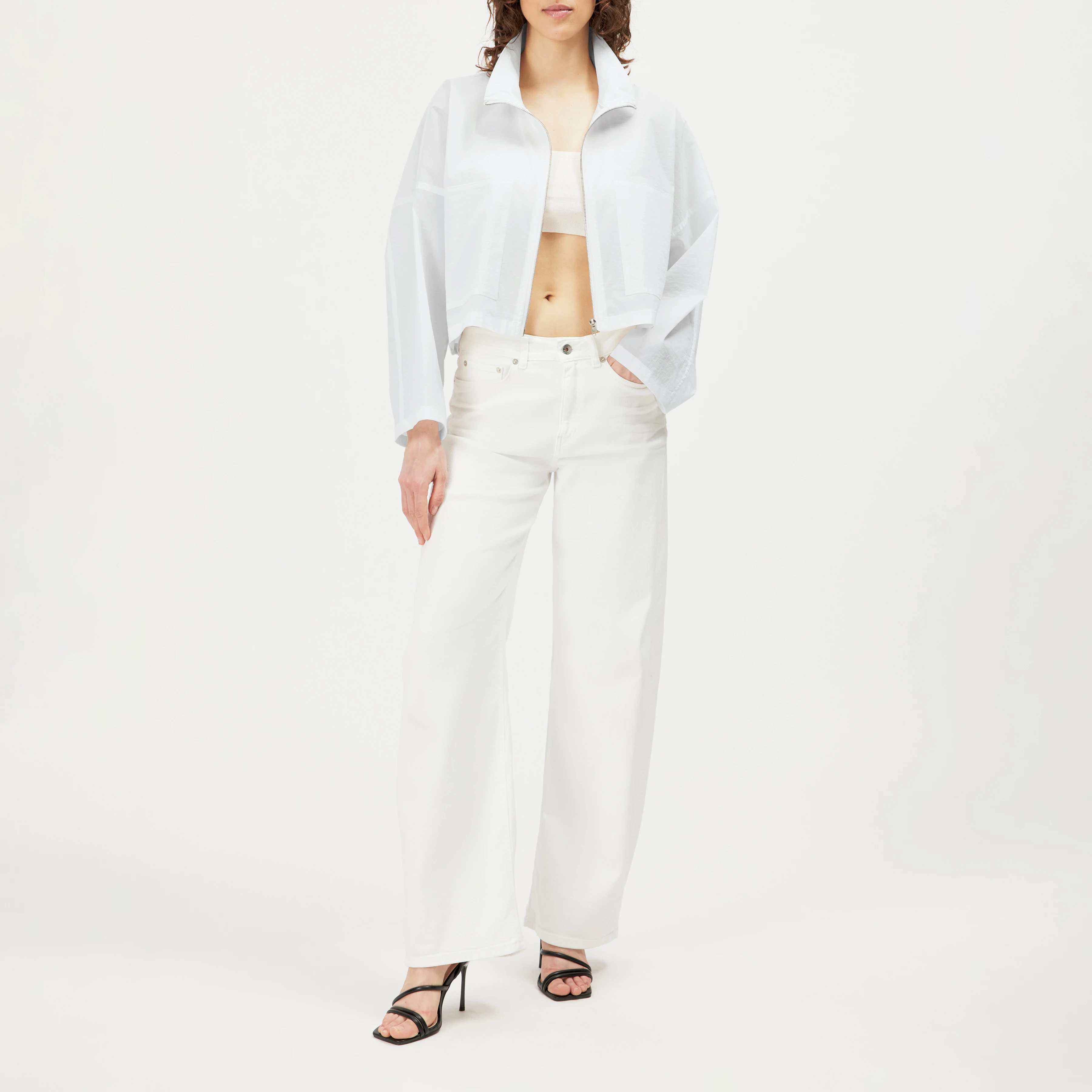 ELSTOW_1 - Oversized jacket made of techno fabric - women - off white - Ganzkörper-Frontansicht