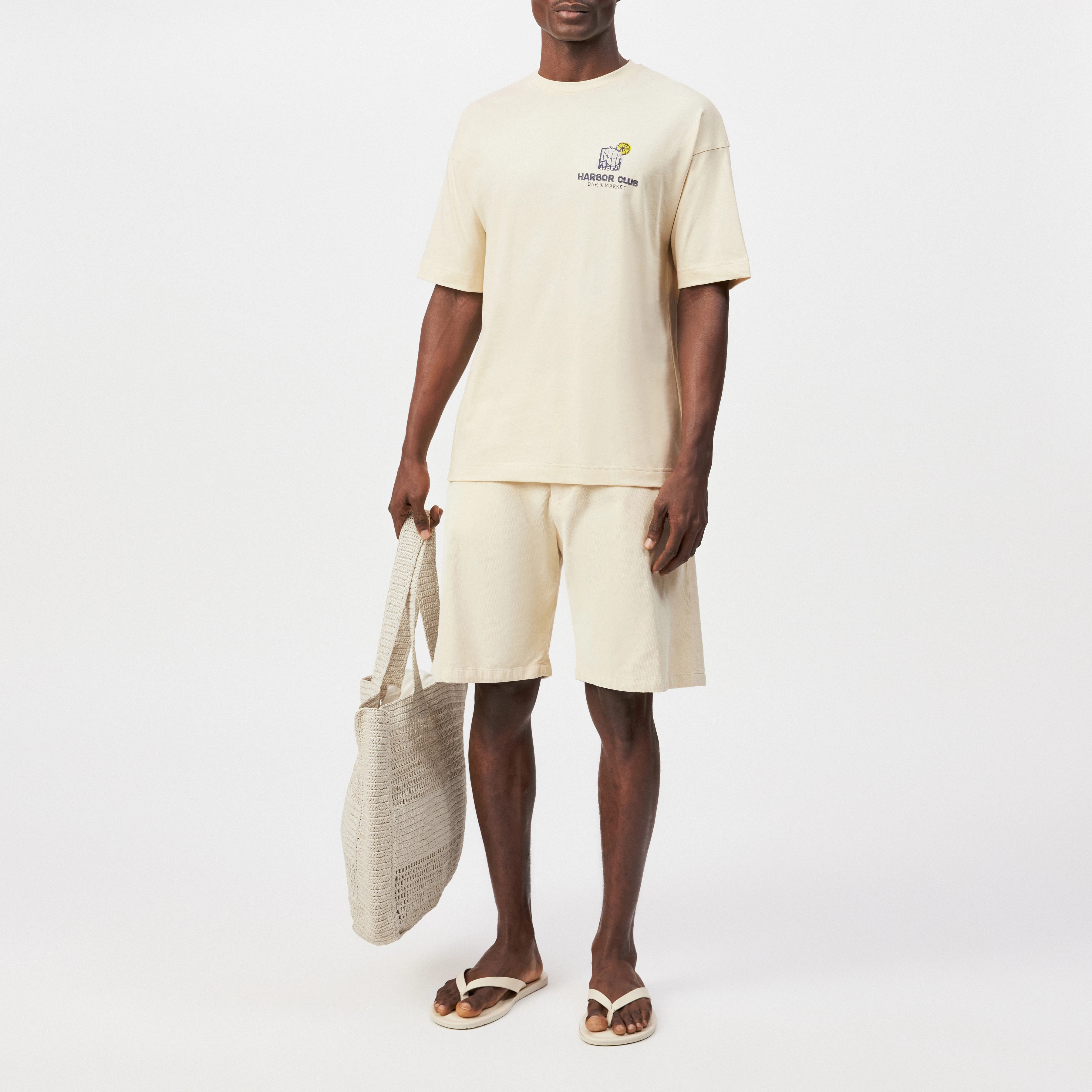 KAYRO_HC - Relaxed Fit T-Shirt in reiner Baumwolle mit Print - Herren - beige - Ganzkörper-Frontansicht