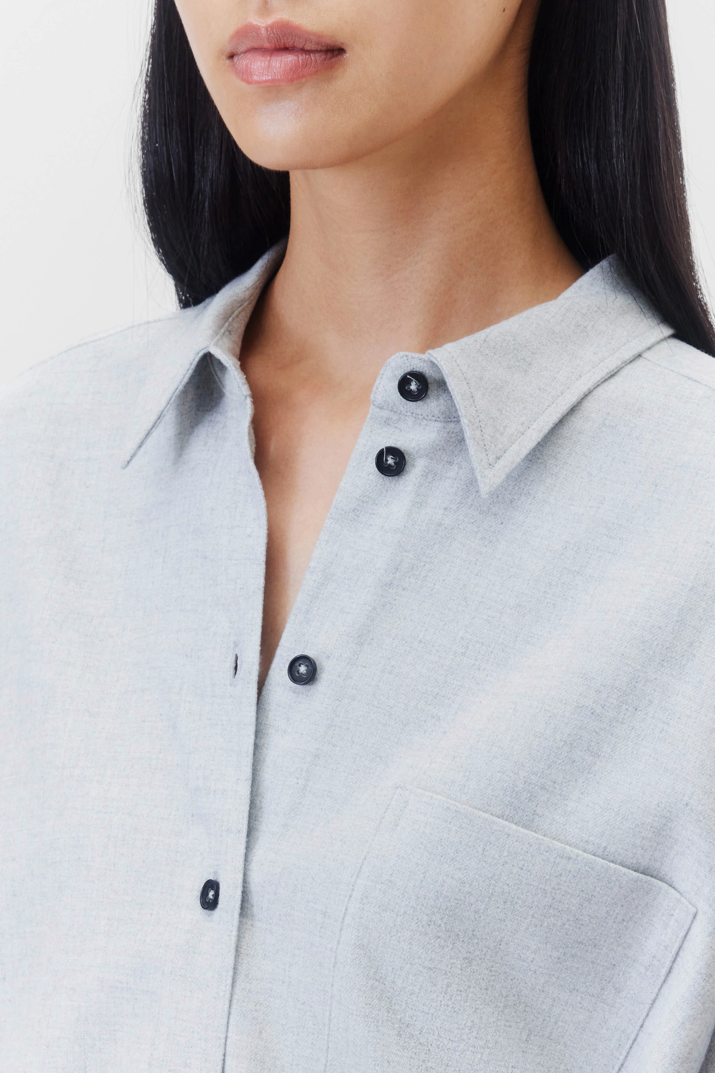 AAKE - Flanell Hemdbluse - Damen - grau - Seitenansicht