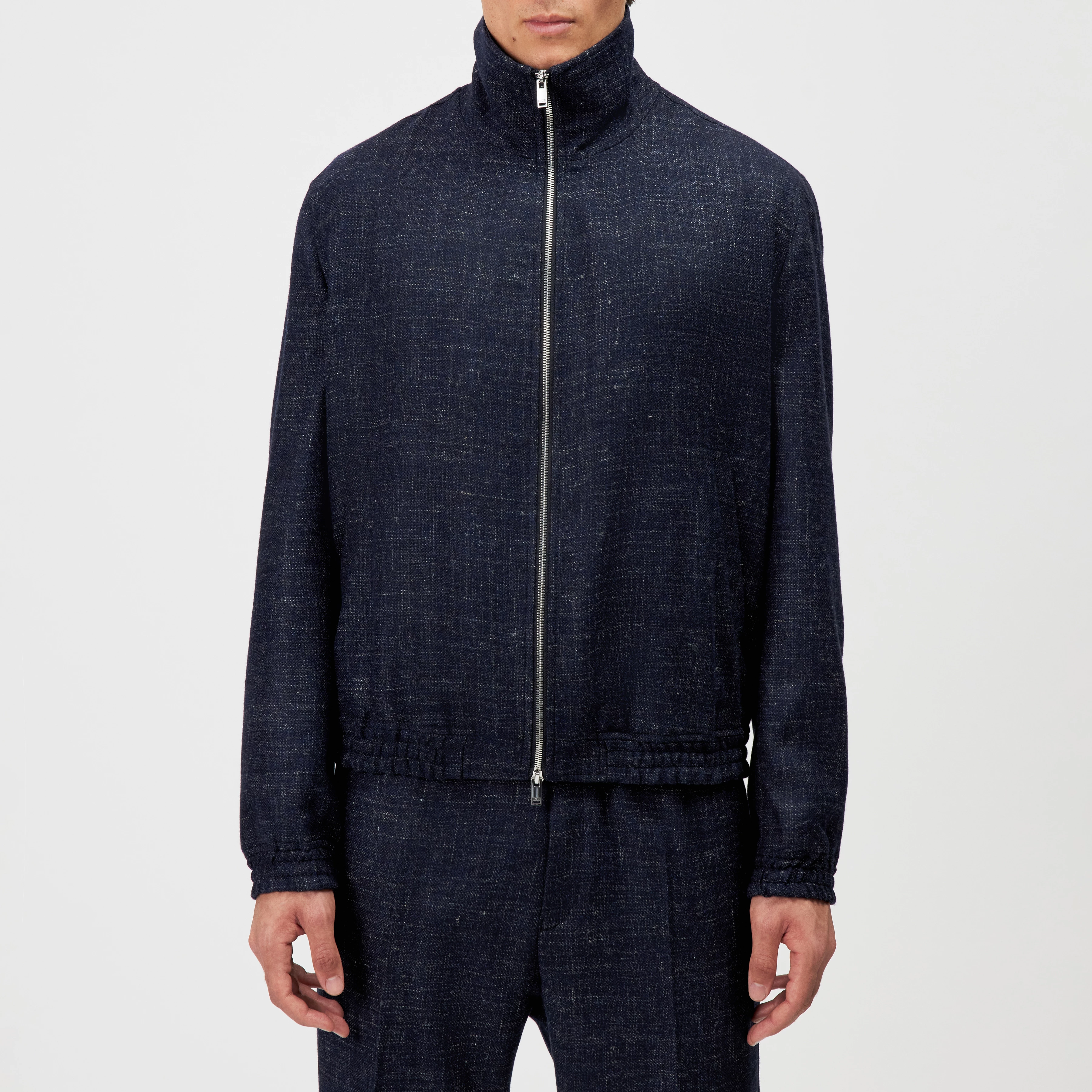 GRALON_2 - Textured wool-blend blouson jacket - men - blue - Frontansicht