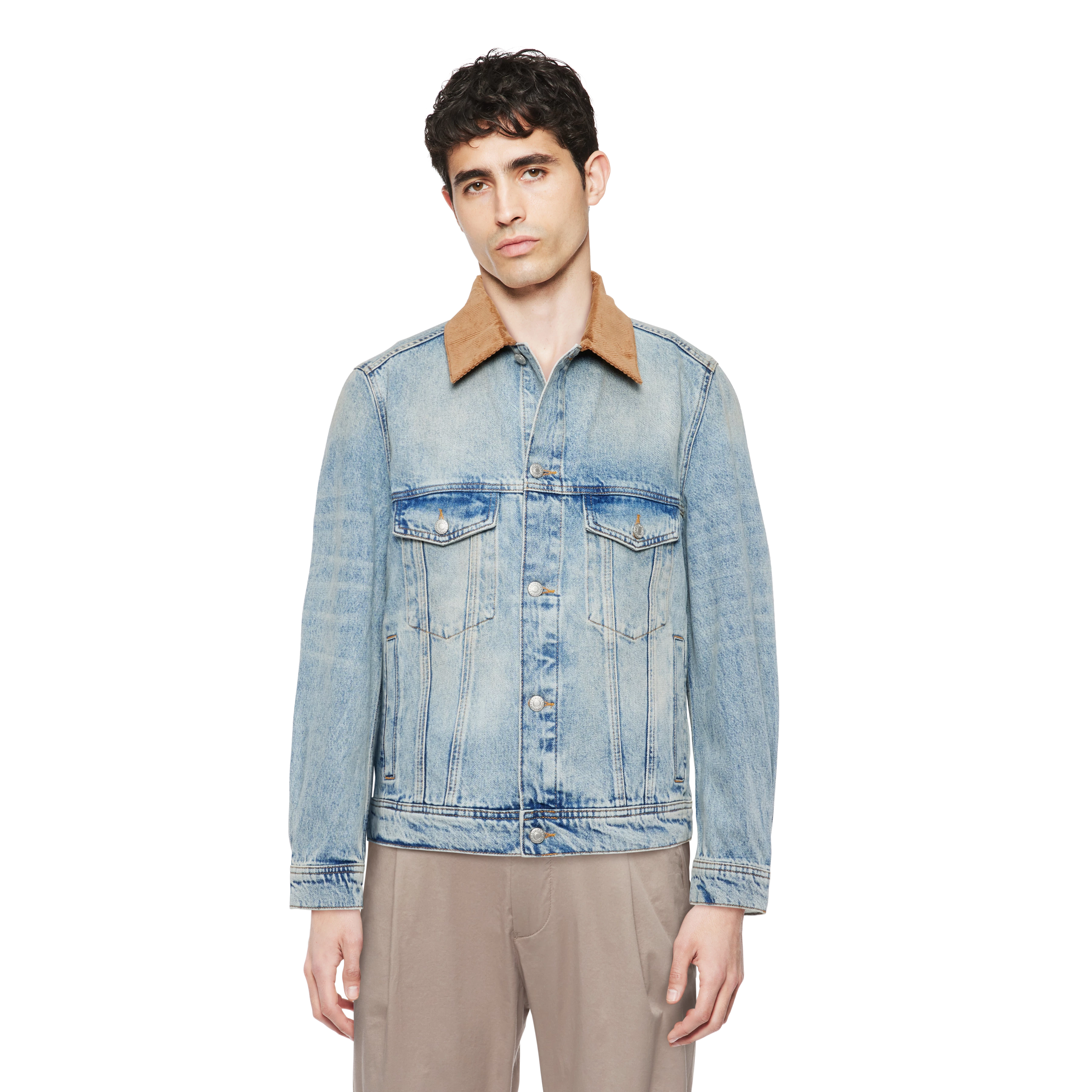 CESCON_K - Truckerjas in authentieke vintage wassing - heren - blauw - Frontansicht