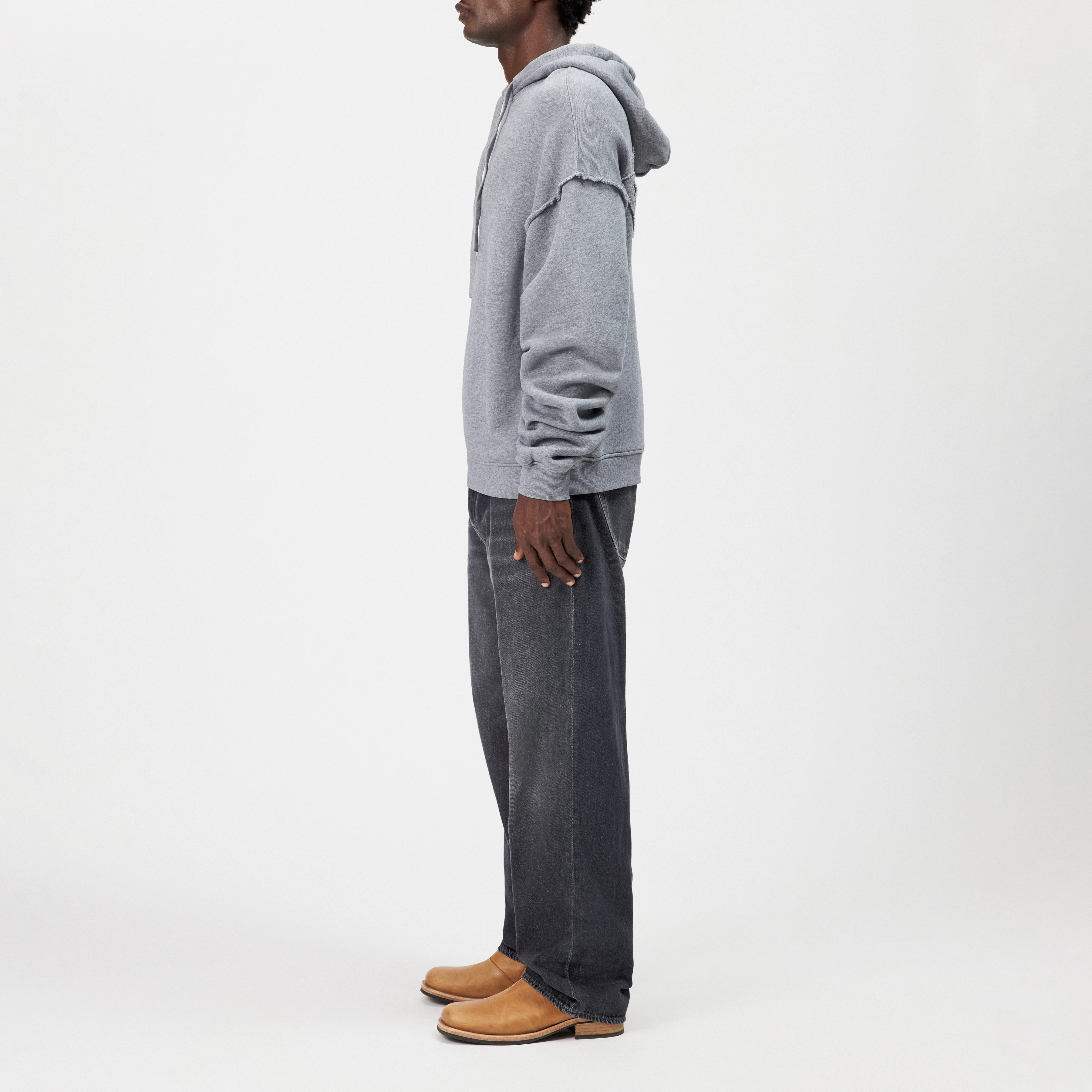NERIK - Oversized hoodie in marl jersey - men - grey - Seitenansicht