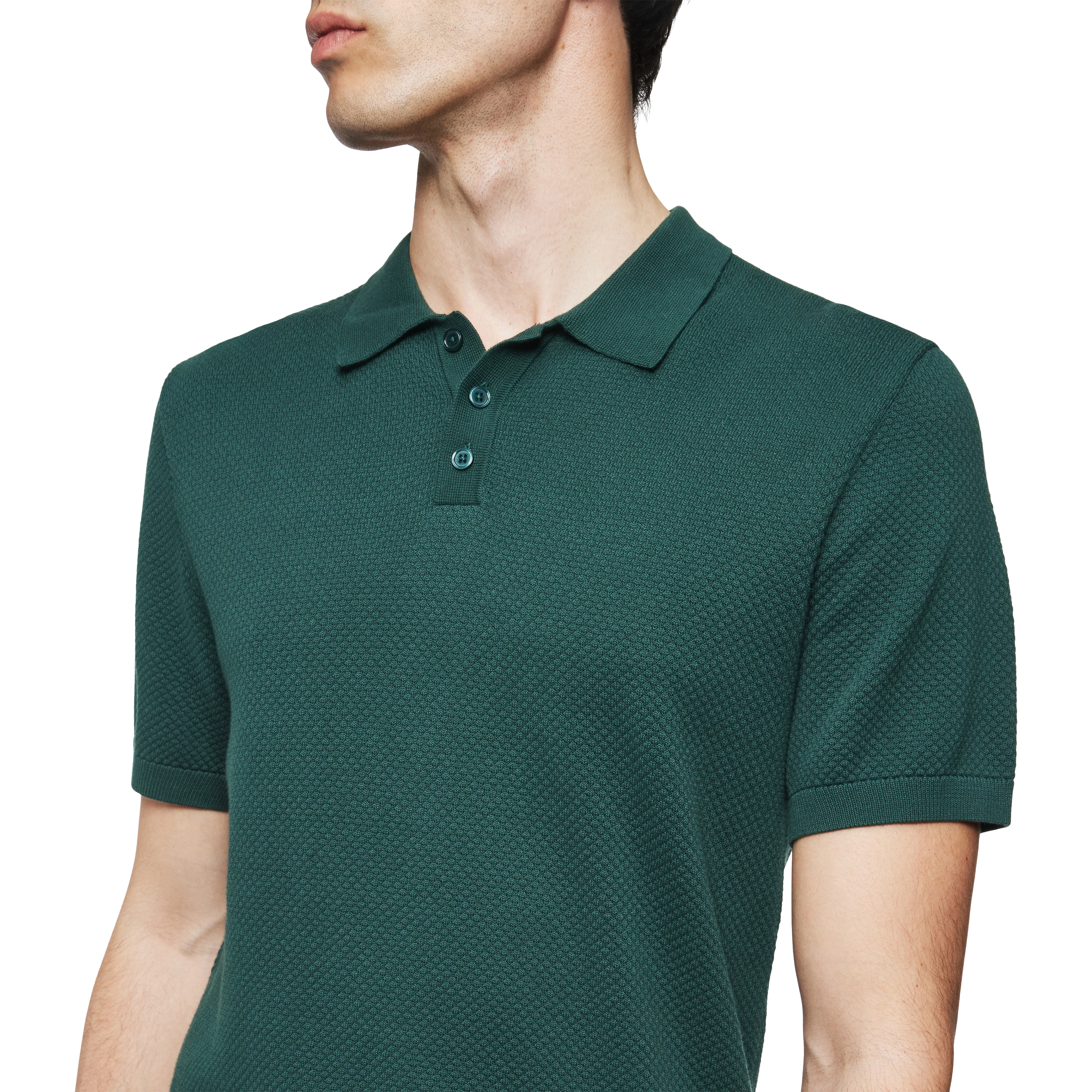TRITON - Polo-Shirt in Baumwolle - Herren - grün - Detailansicht am Model
