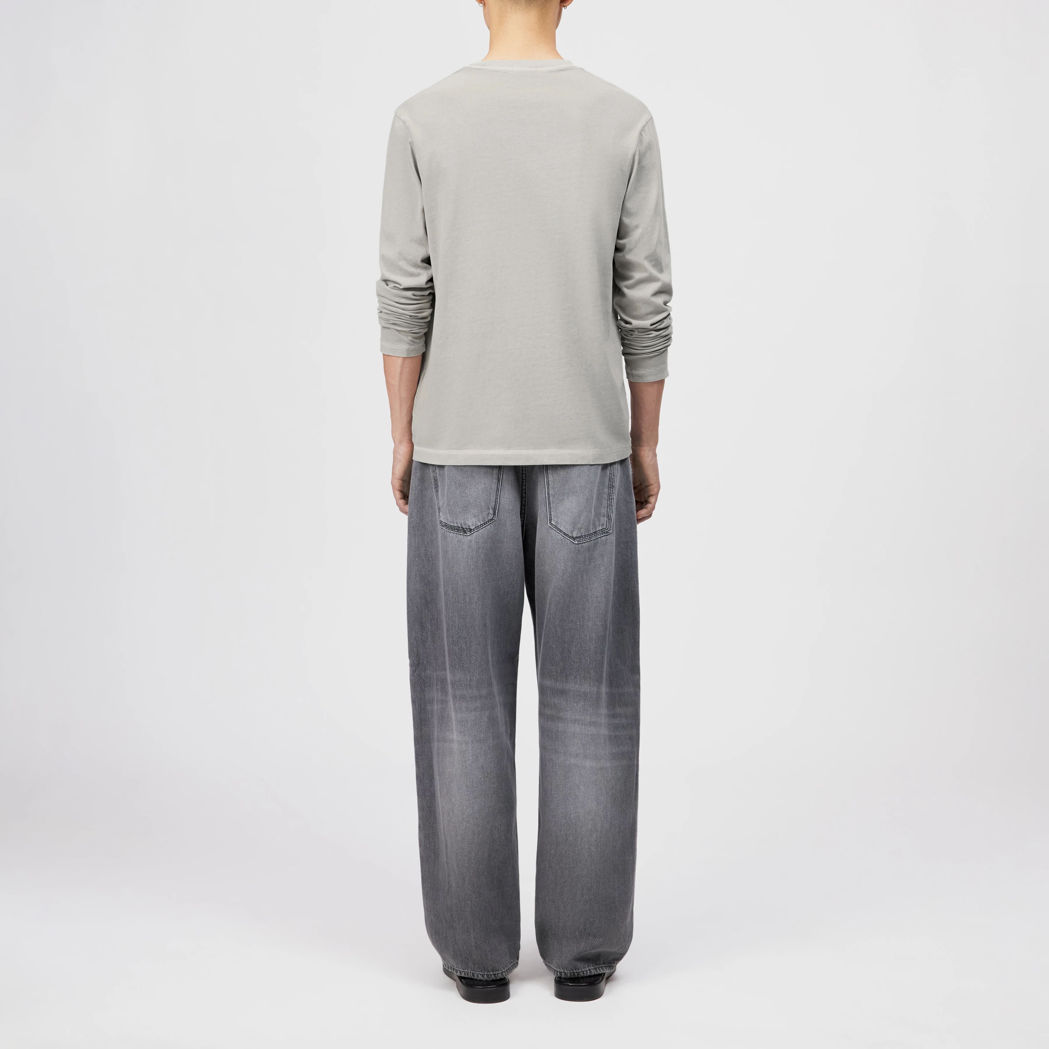 TALDOR - Long-sleeved top in washed look - men - grey - Rückansicht