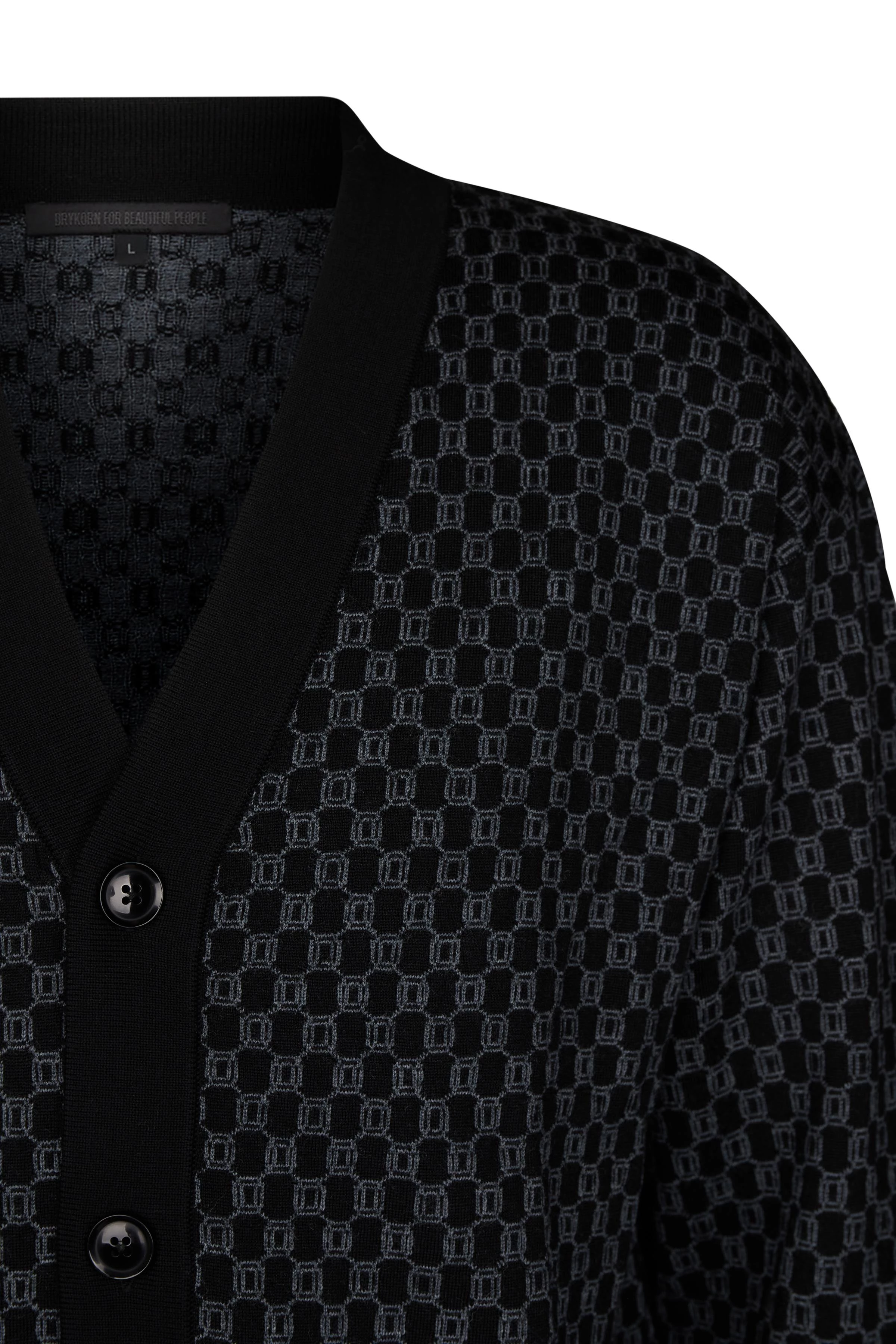 NADIR - Jacquard Cardigan - Herren - schwarz - Freisteller Detailansicht