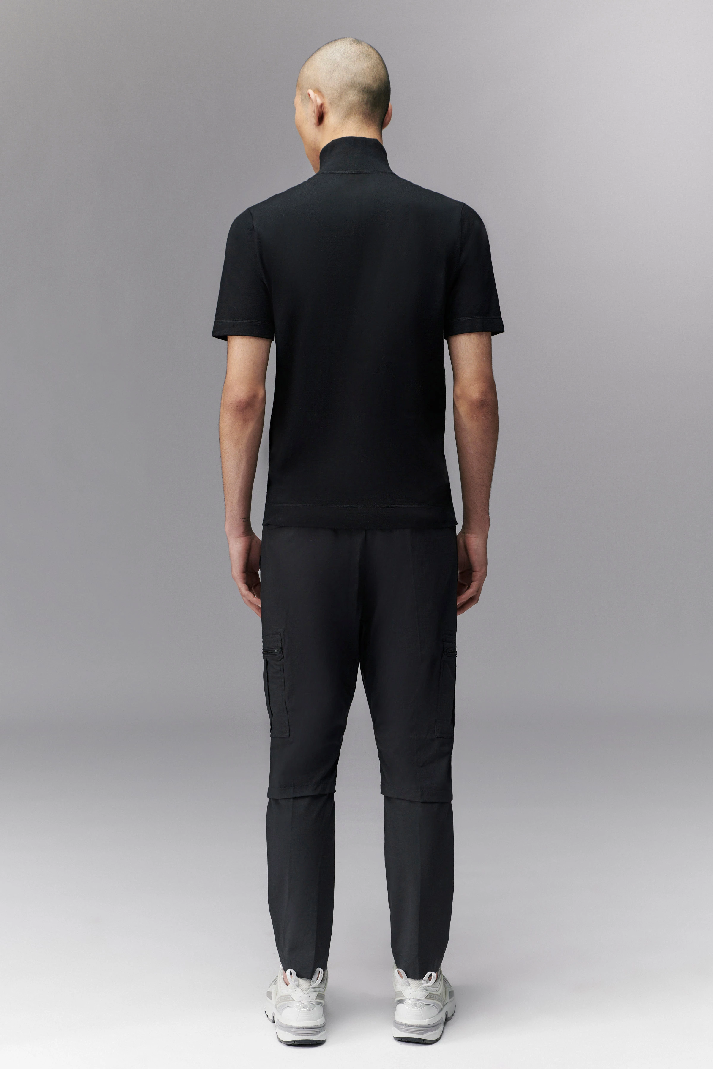 LEANDER - polo zip made of lightweight - men - black - Rückansicht