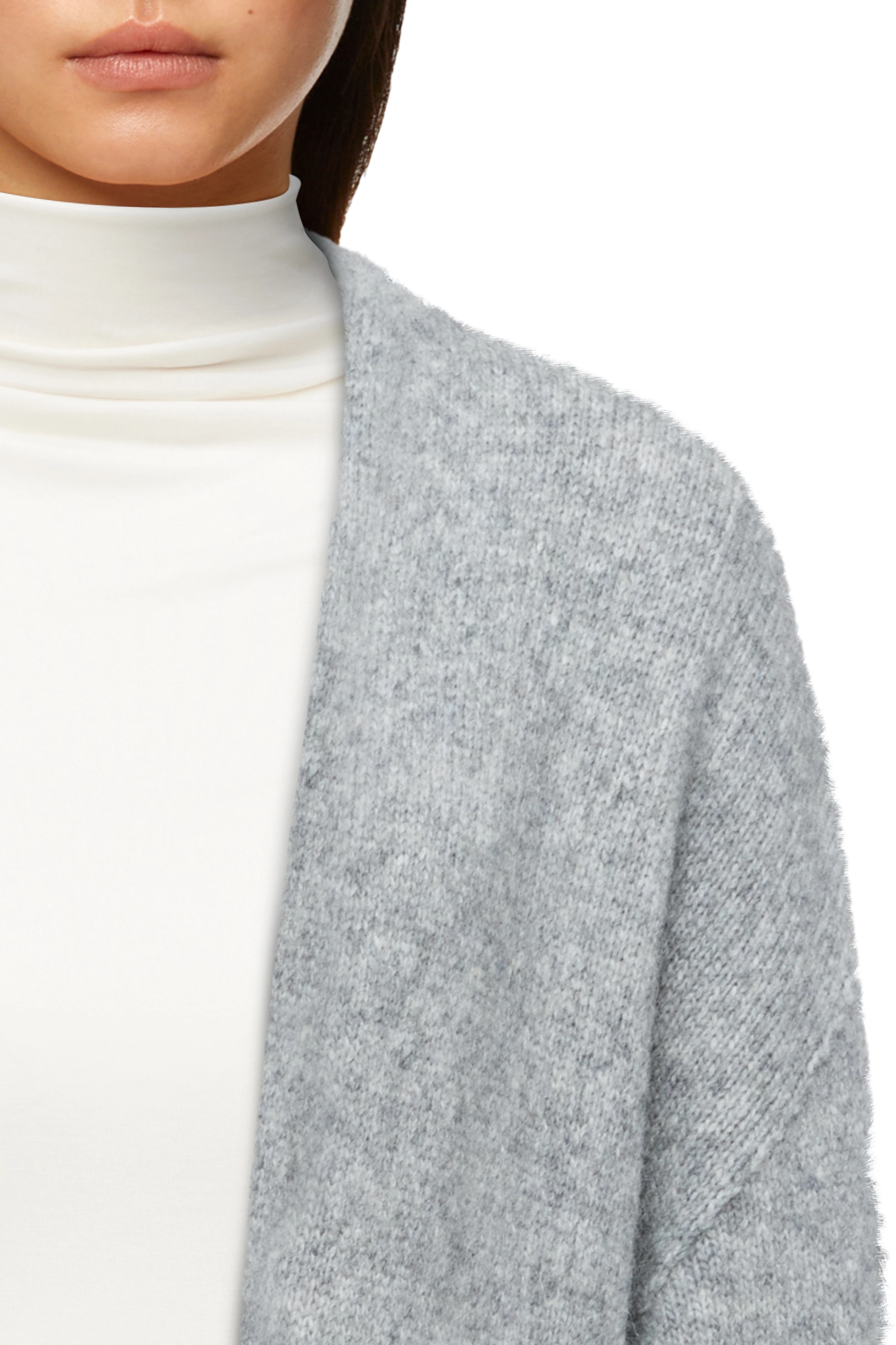 FABEANY - Strickmantel in Woll-Alpakamix - Damen - grau - Seitenansicht