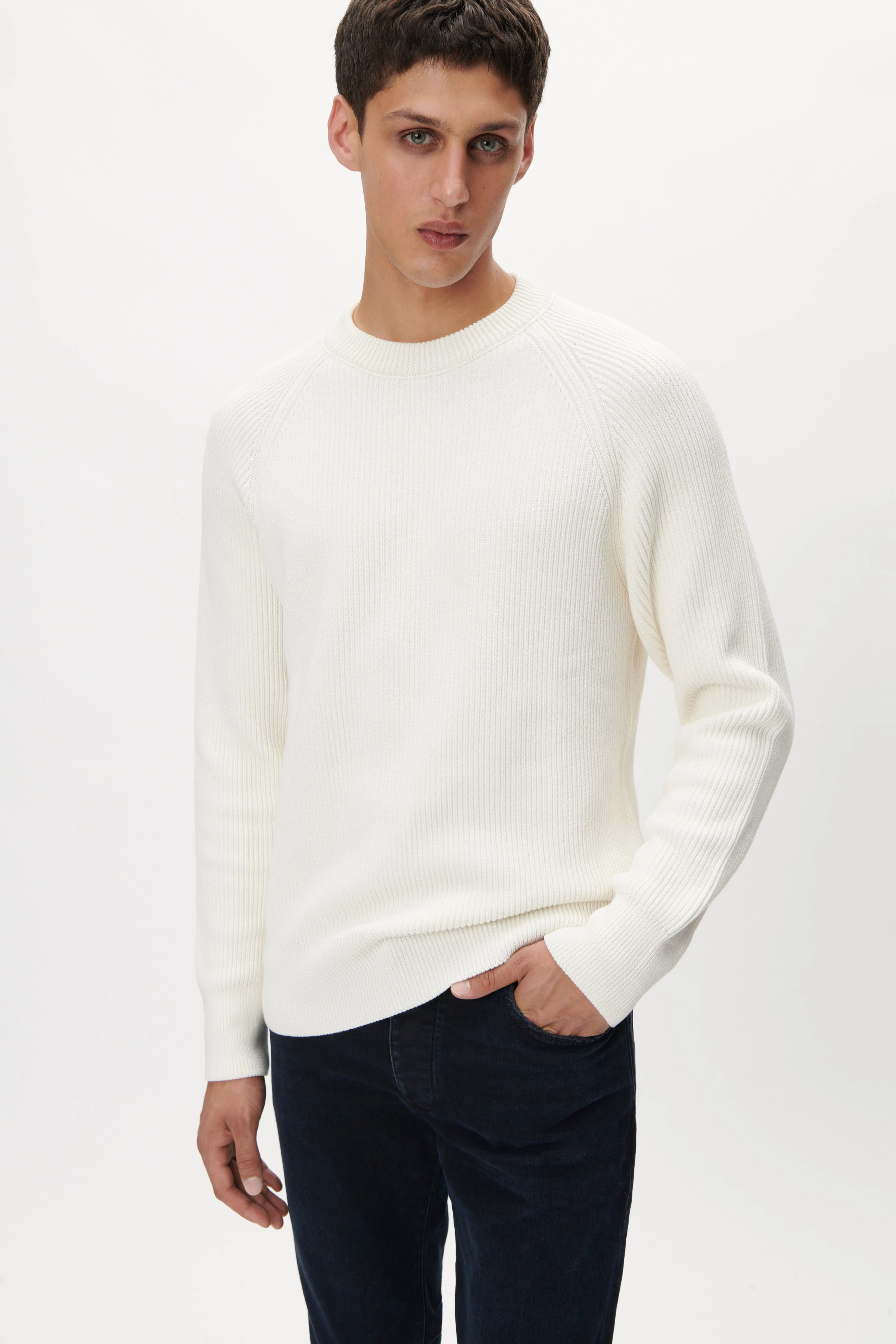AARON - raglan cotton pullover - men - off white - Frontansicht