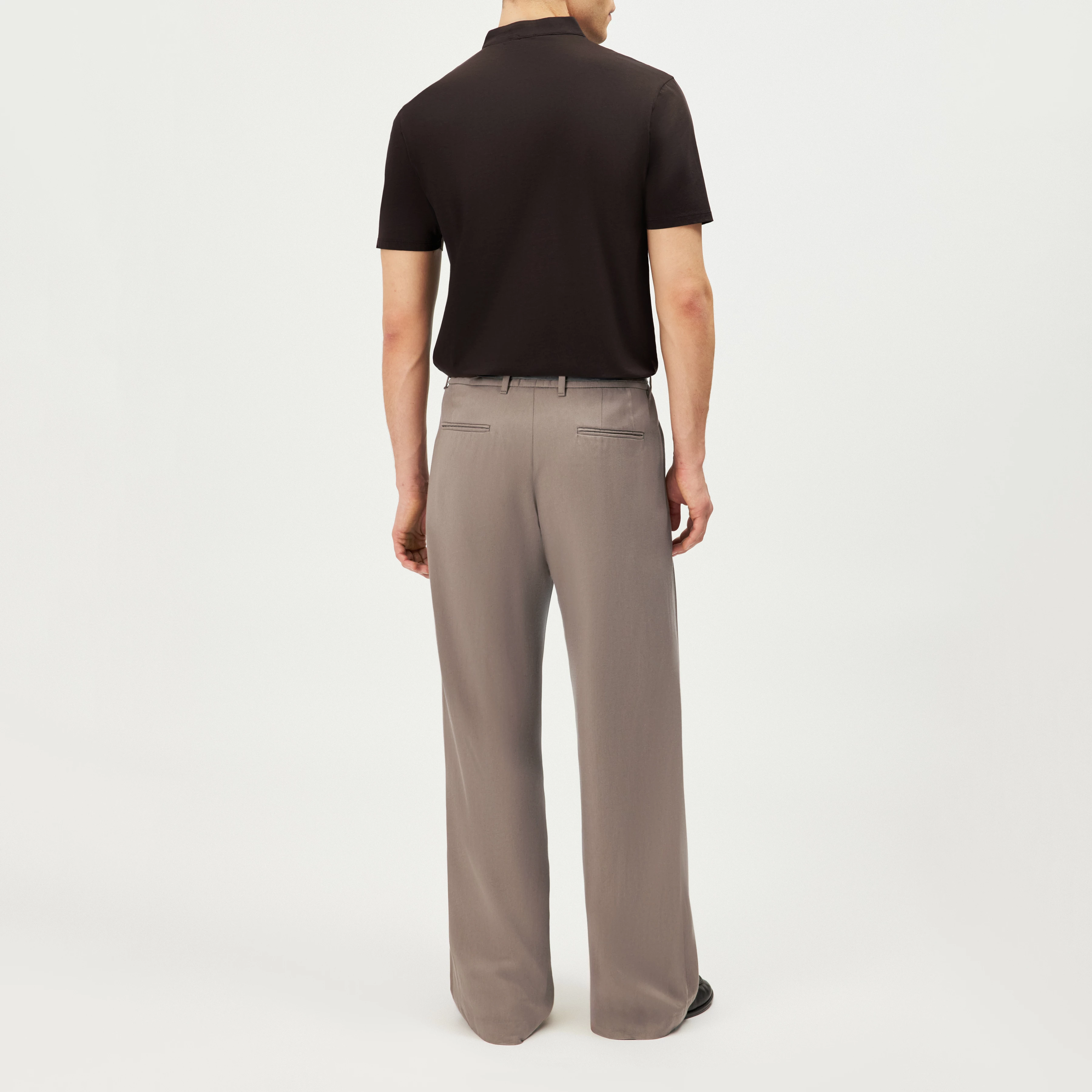 LOUIS - T-shirt with button placket in blended cotton modal - men - brown - Rückansicht