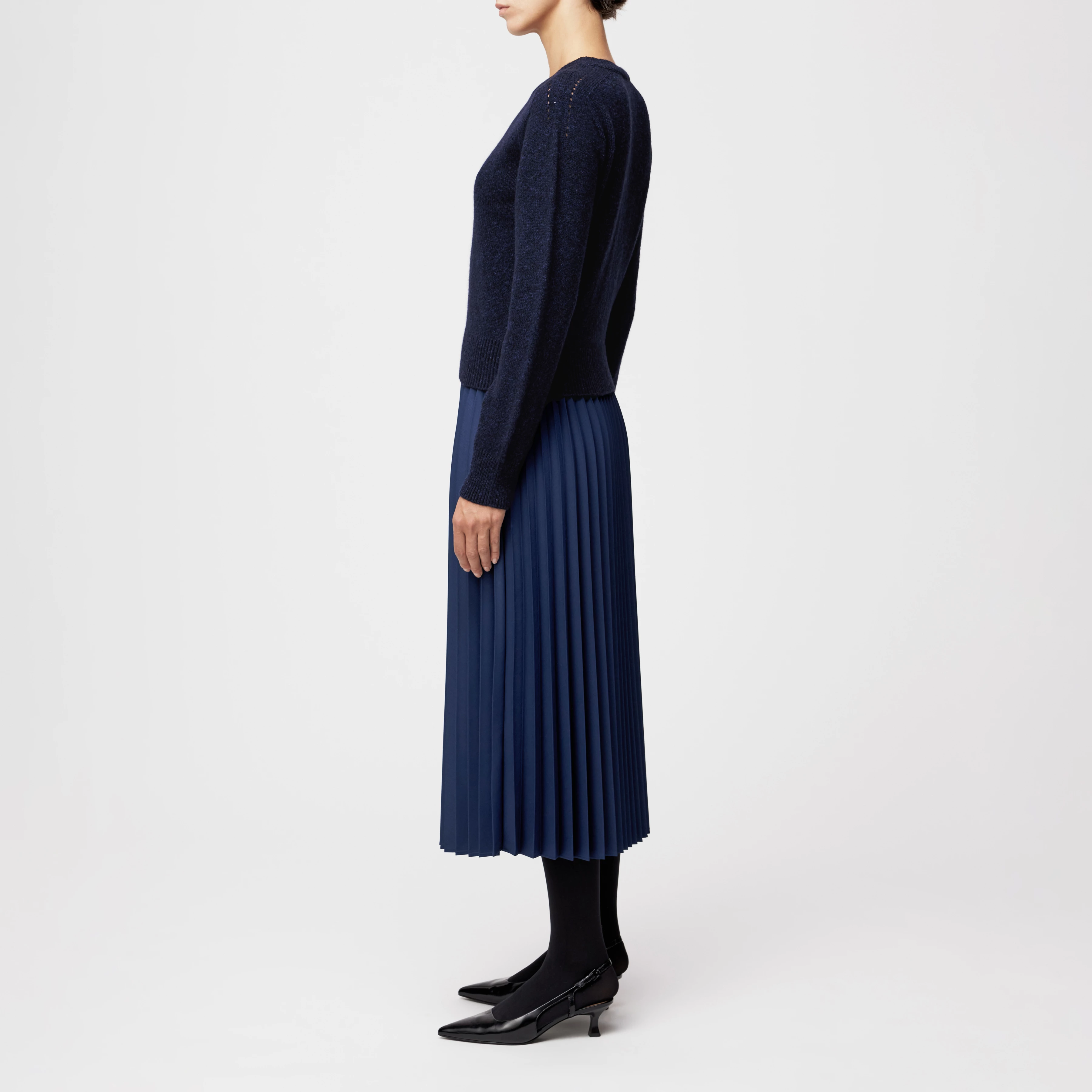 FIDA - Trui van wol-katoenmix - dames - blauw - Seitenansicht