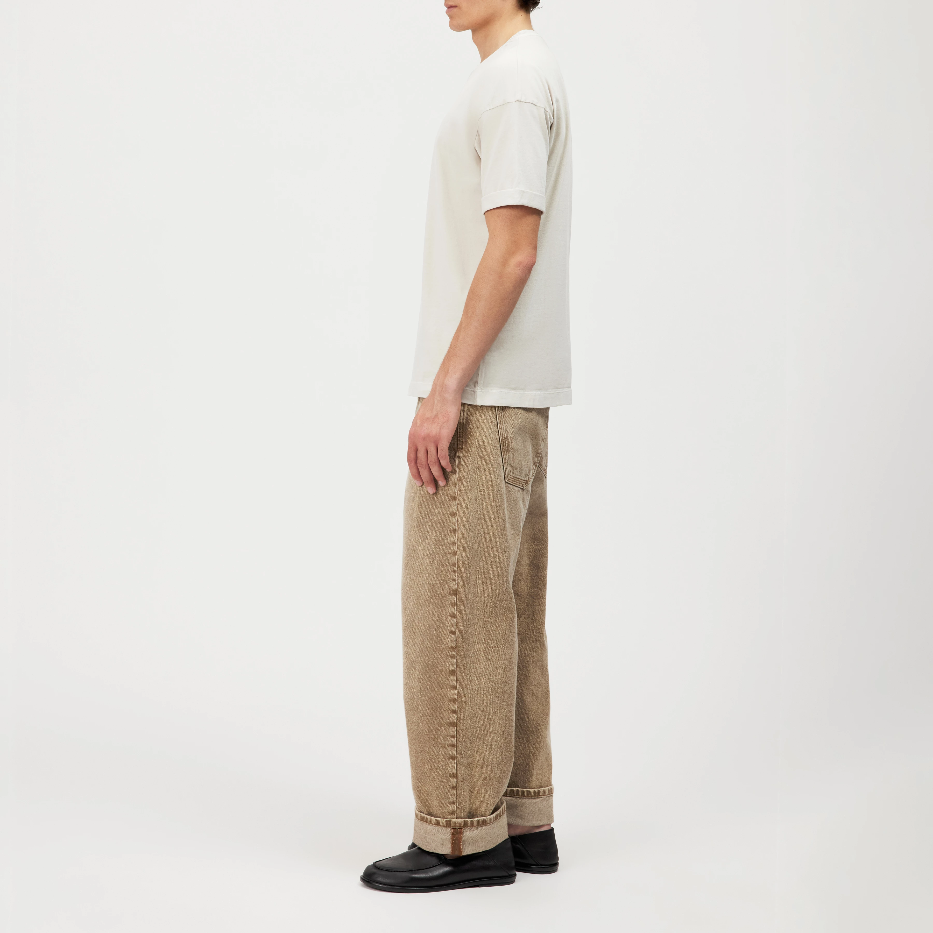 THILO - Relaxed fit T-shirt in soft cotton with washed look - men - off white - Seitenansicht