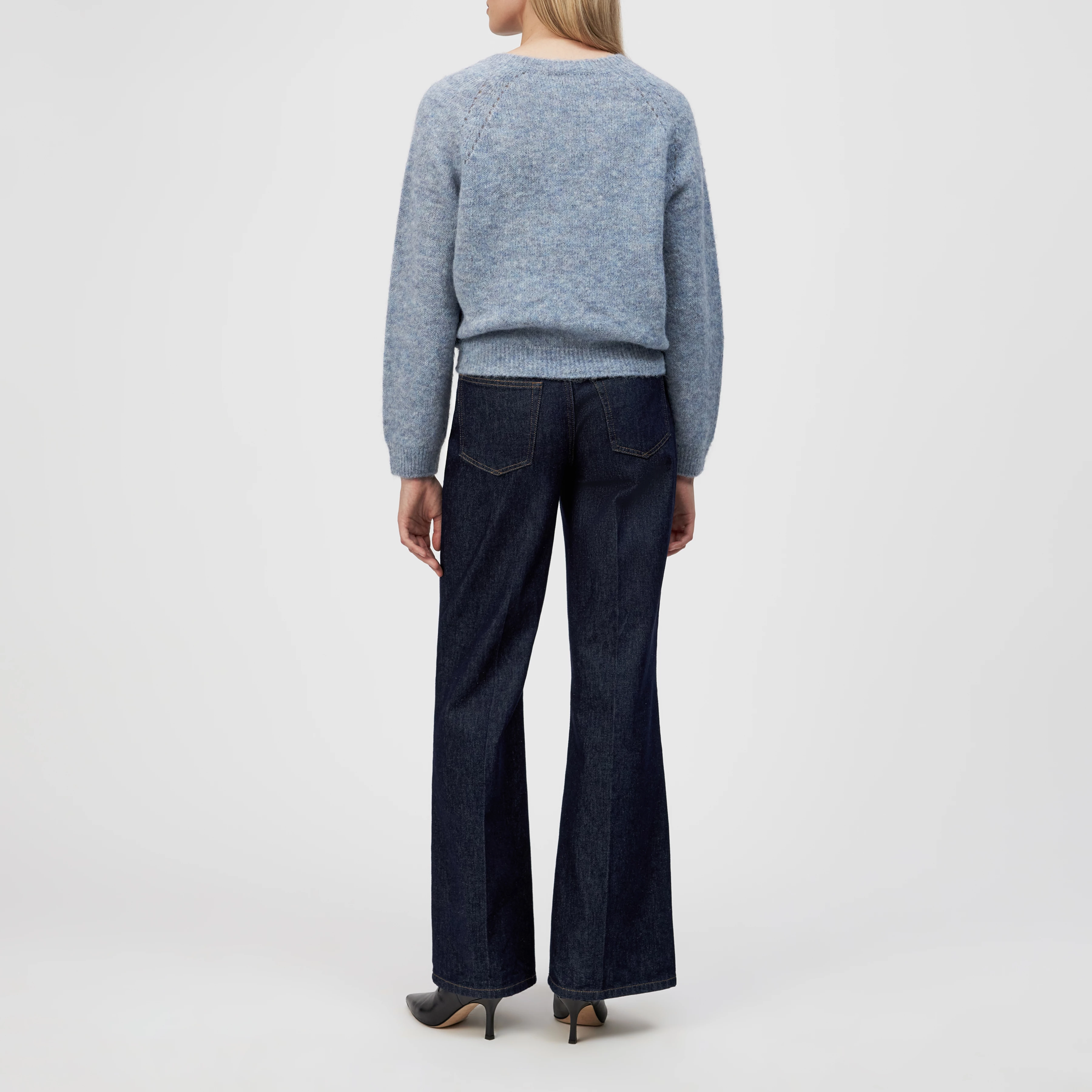 PEMIRI_2 - Pullover in luxuriösem Alpaka-Mix - Damen - blau - Rückansicht