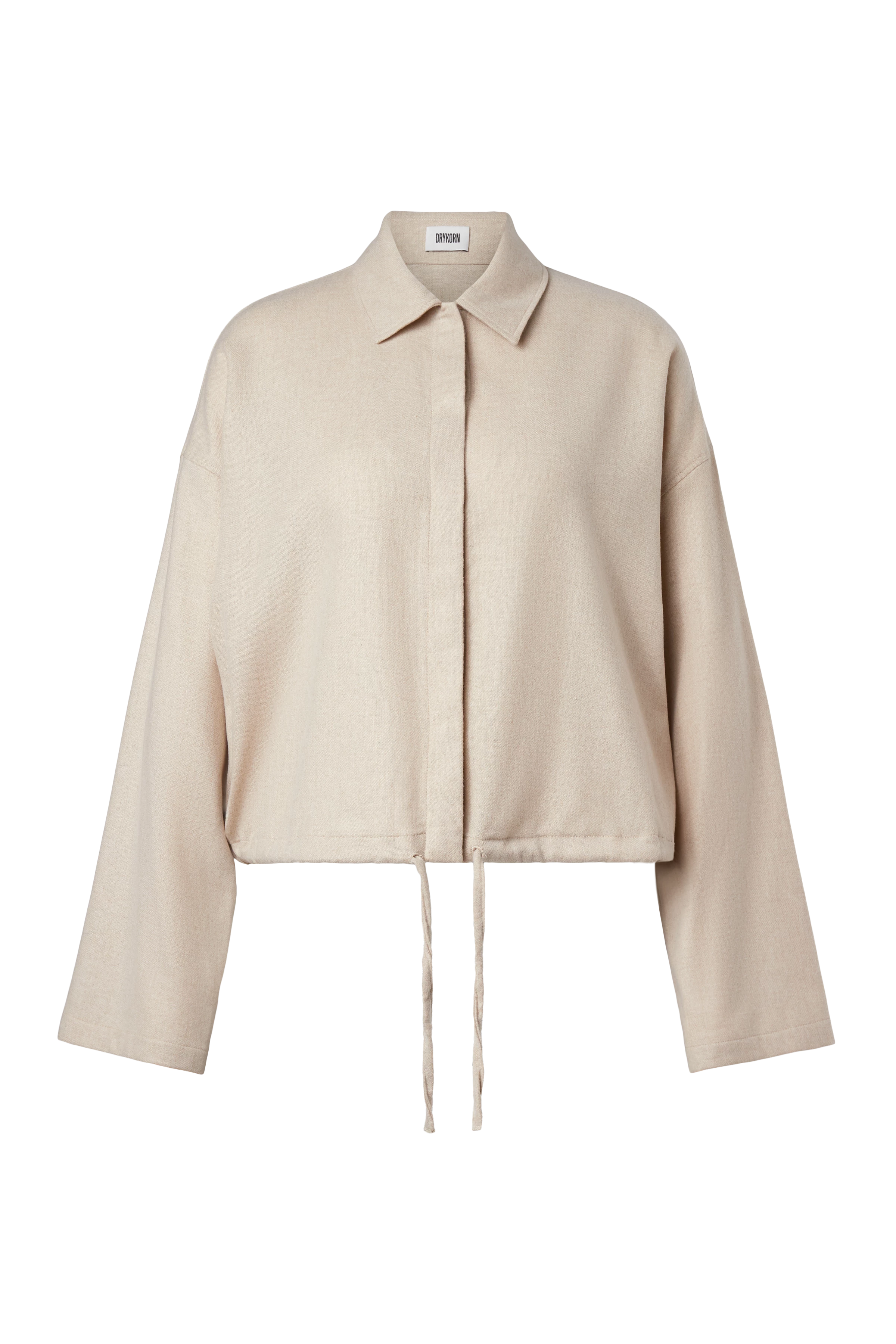 FIONEL - Blouse chemise cropped en mélange de laine - women - beige - Freisteller Frontansicht