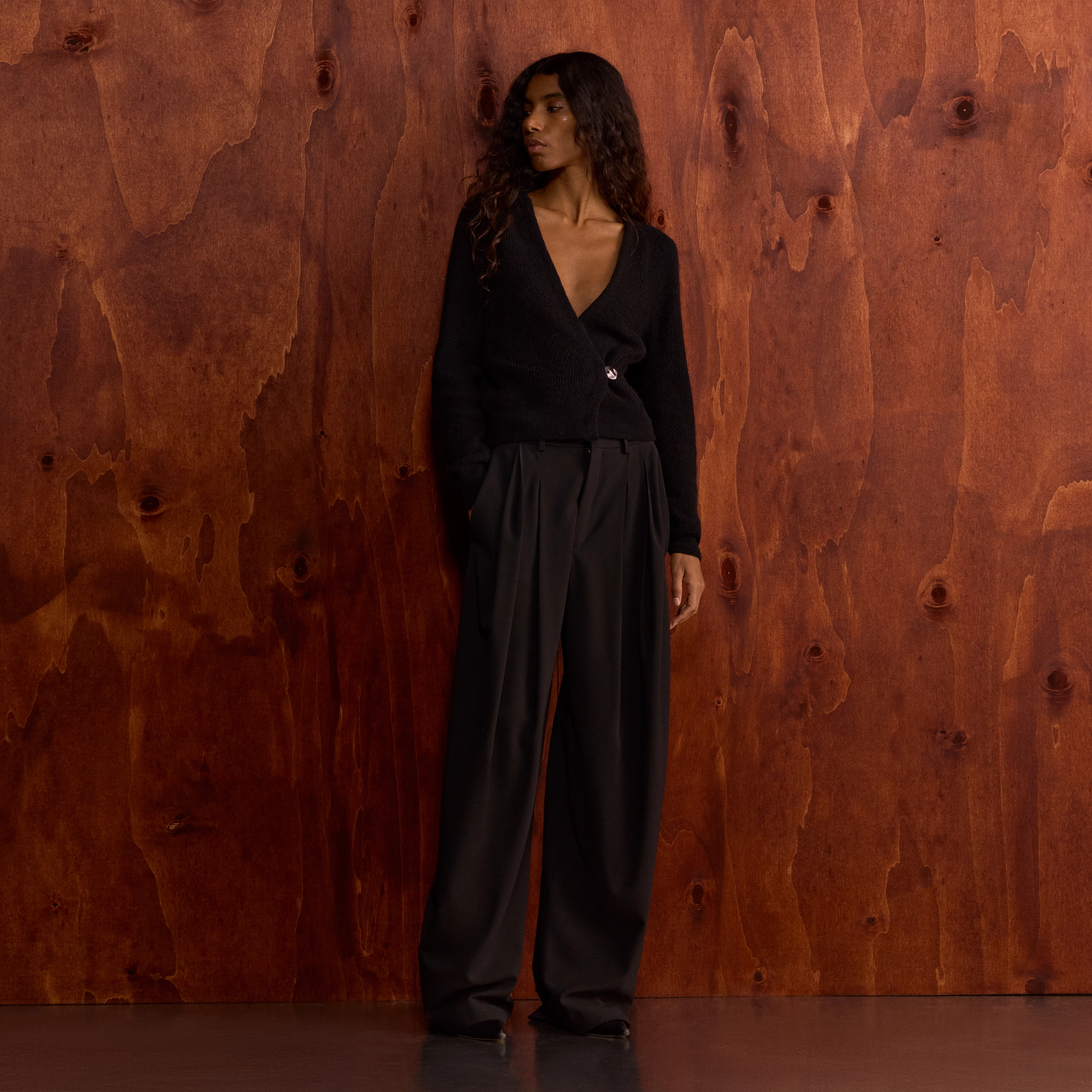 ELICIT - Wide twill pleat trousers - women - black