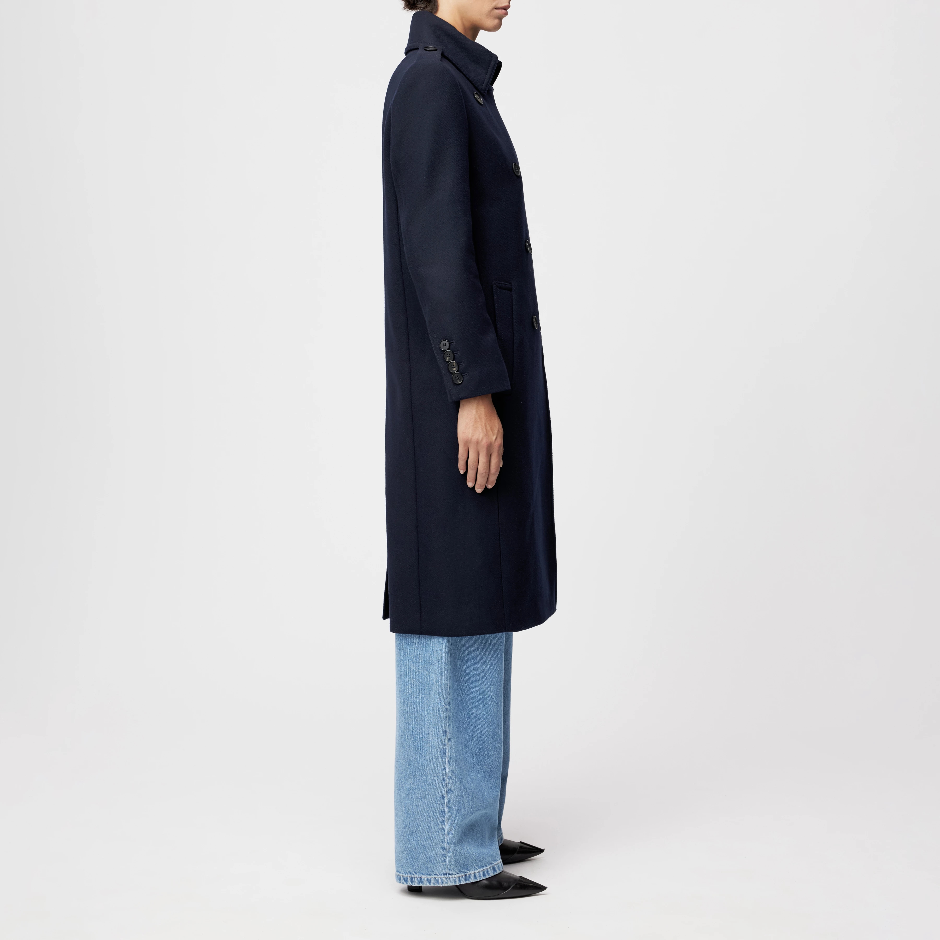 PIETHILL - Uniformmantel in winterlichem Woll-Mix - Damen - blau - Rückansicht