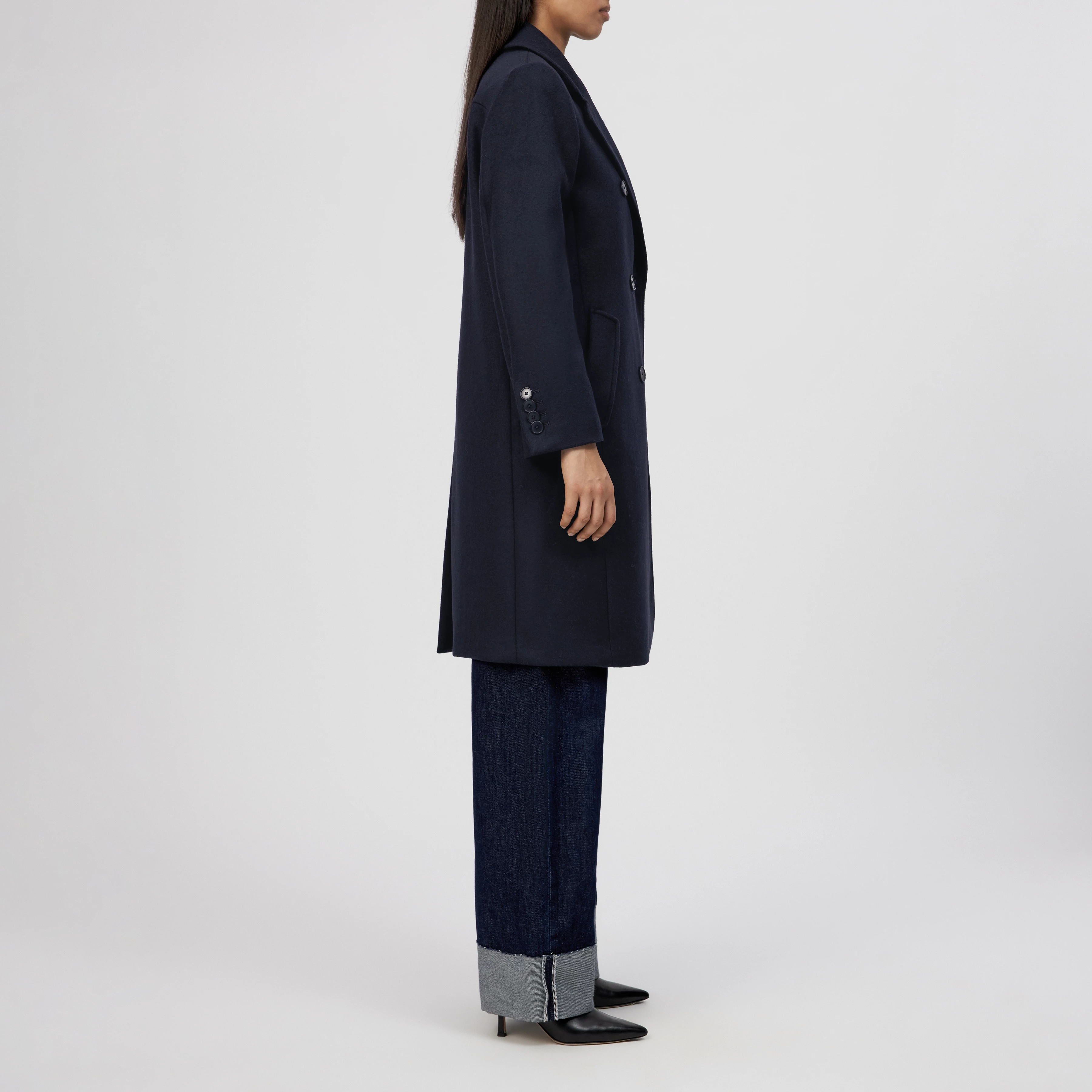 BRAMCOTE - Klassischer Blazermantel in Flanell - Damen - blau - Seitenansicht