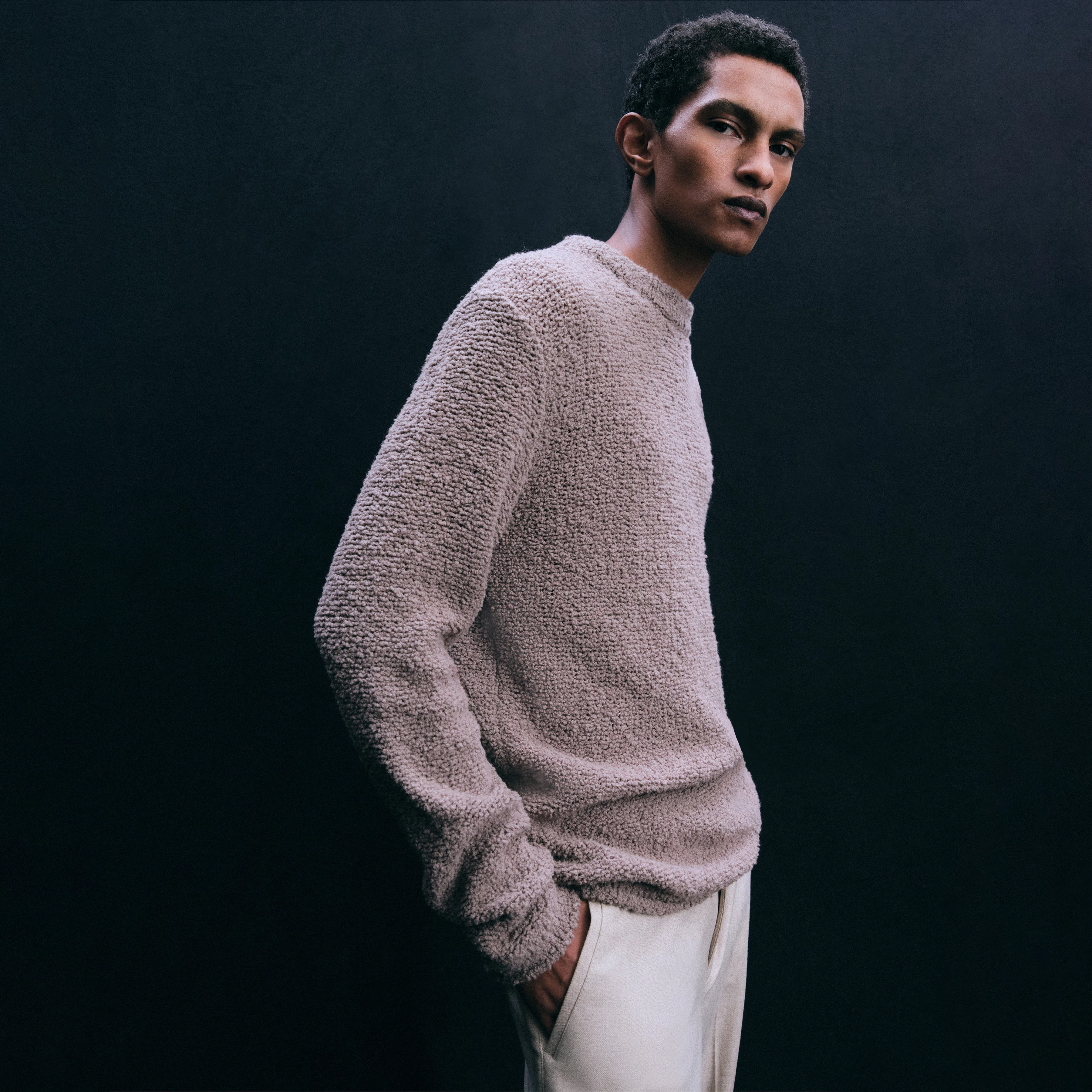 LEANDO - Rundhalspullover in Woll-Mix - Herren - braun