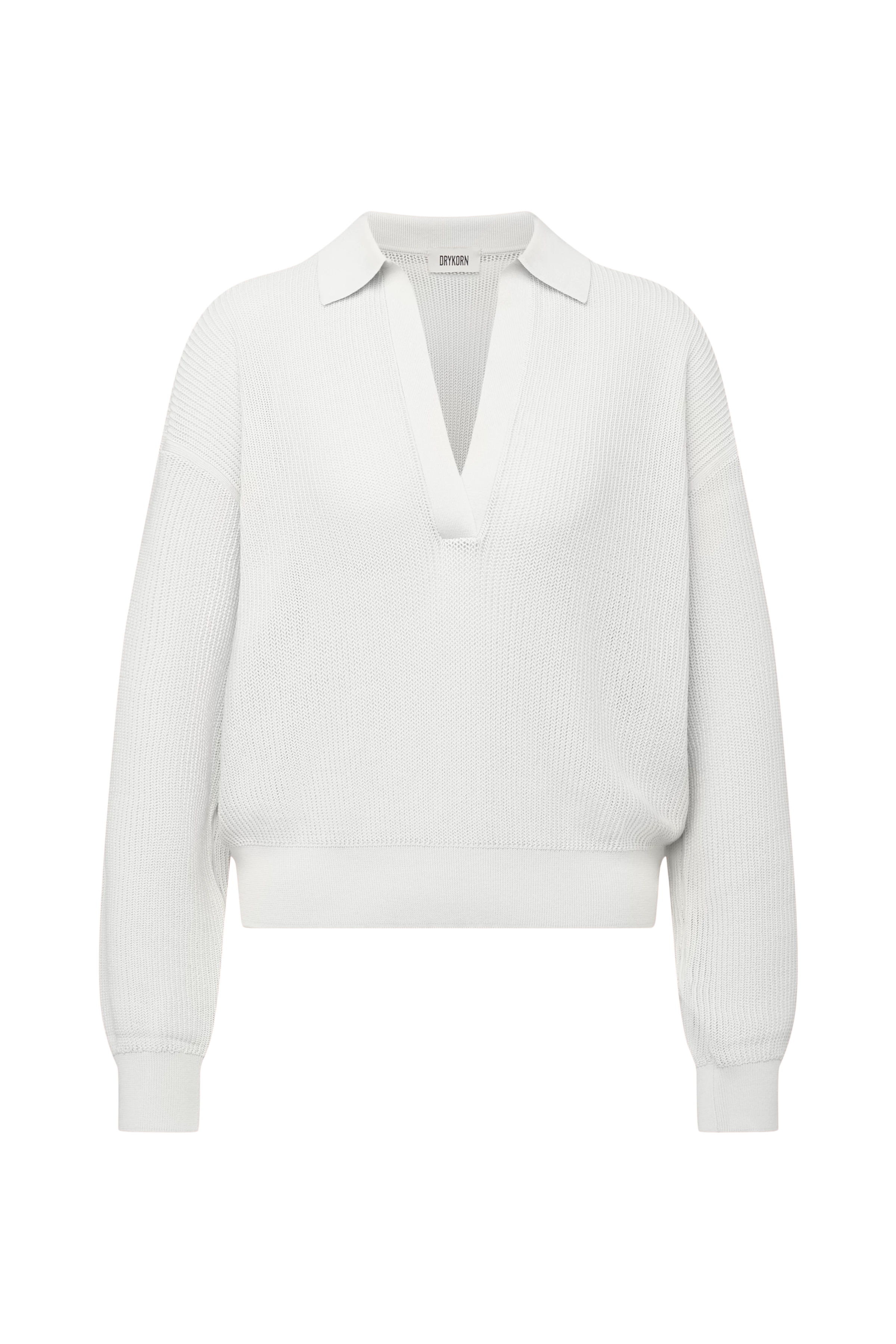 Women knit polo shirt JORGIA in off white from DRYKORN