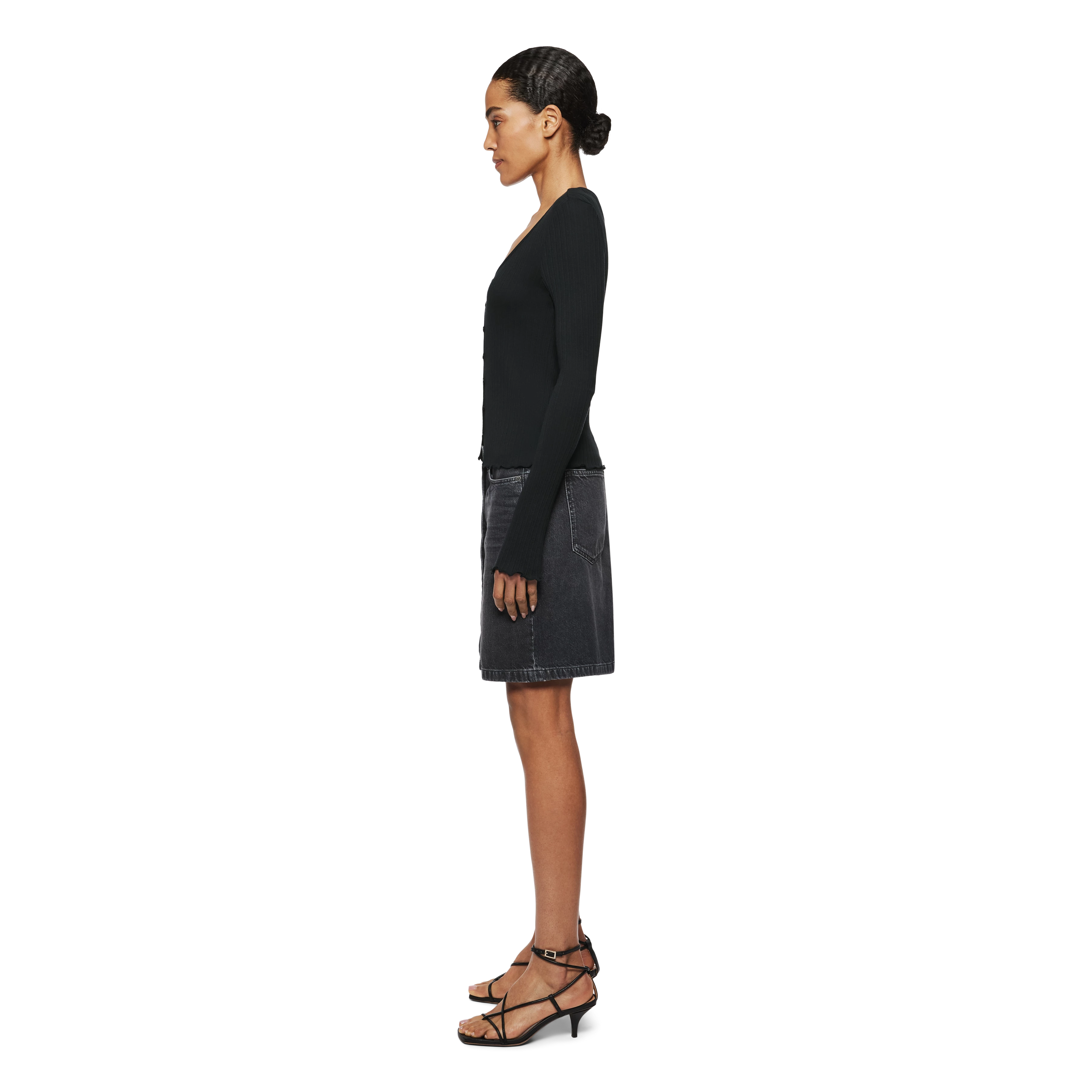 DARNAS - Shirt with button placket in blended cotton modal - women - Natural Aluminium - Seitenansicht