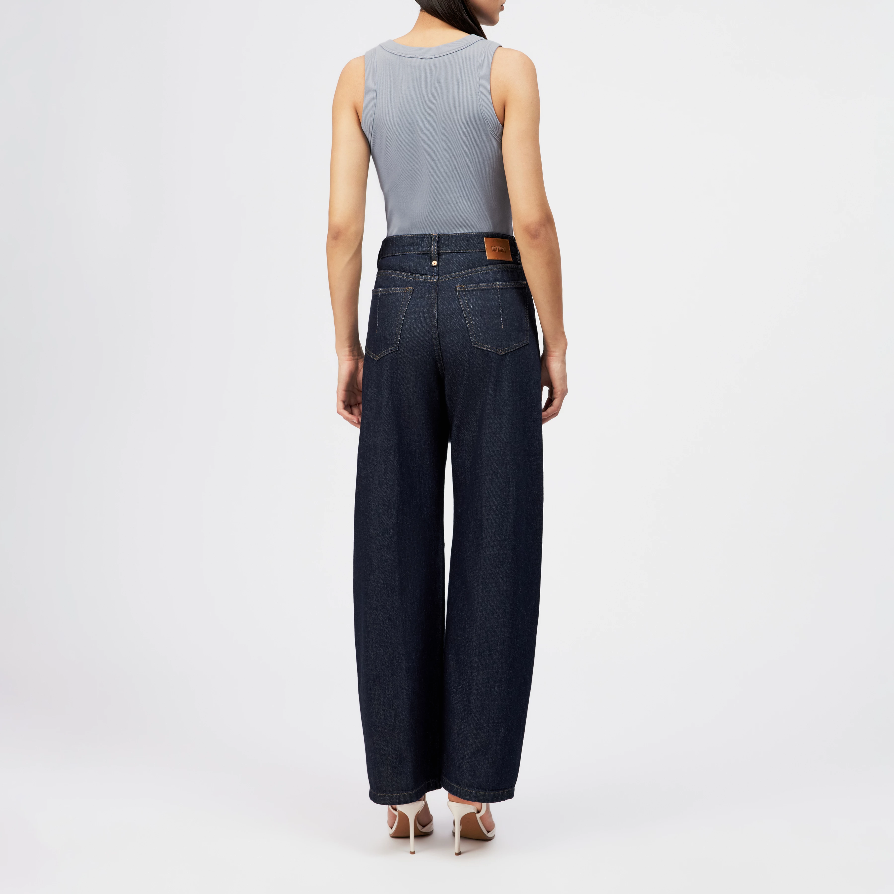 TAVIRA - Geripptes Trägertop mit femininen Rundhalsausschnitt - Damen - blau - Rückansicht