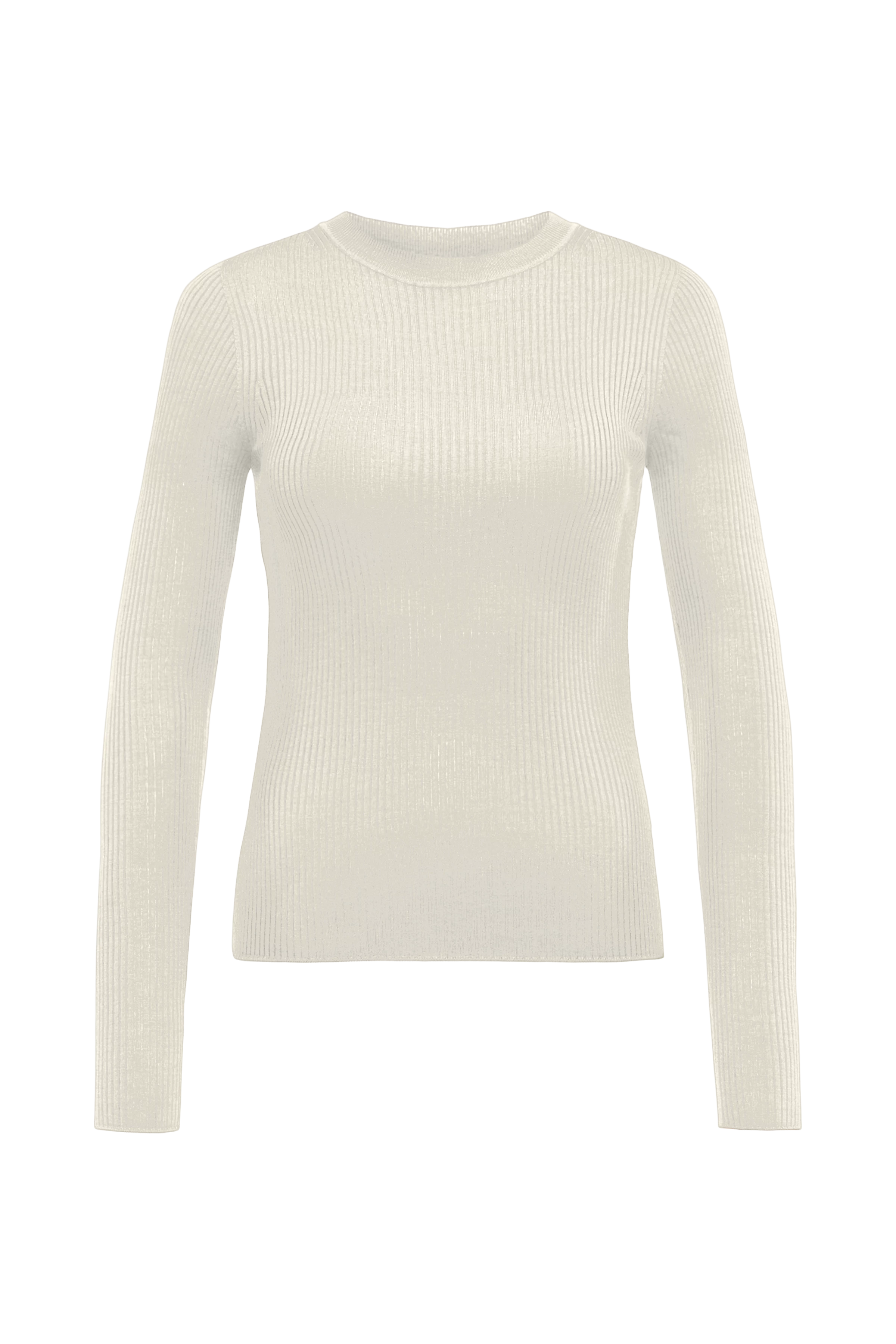 ERMA - Longsleeve mit Rundhals in fließendem Wollmix - Damen - beige - Freisteller Frontansicht