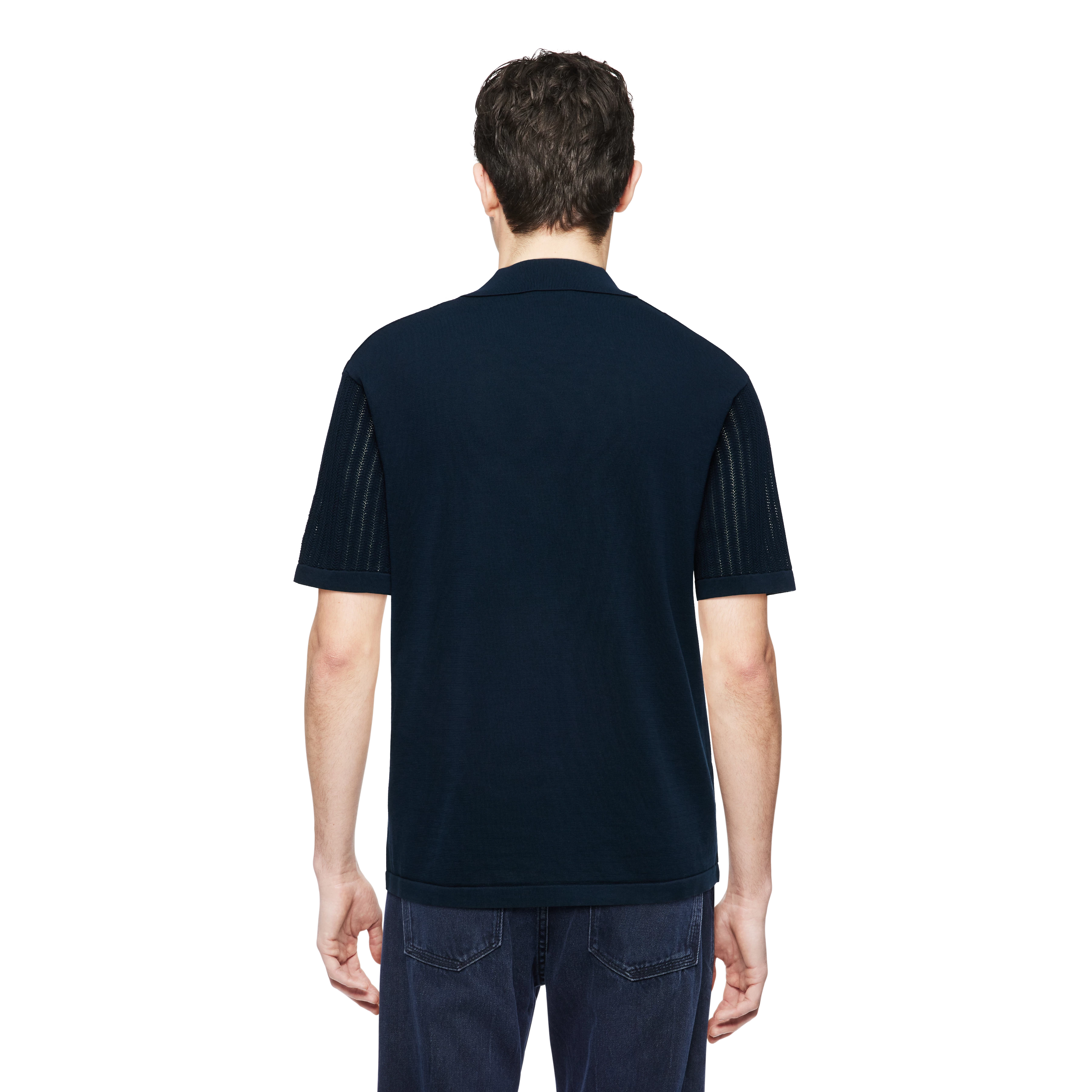 RAY - Knitted jacket in mercerised cotton - men - blue - Rückansicht