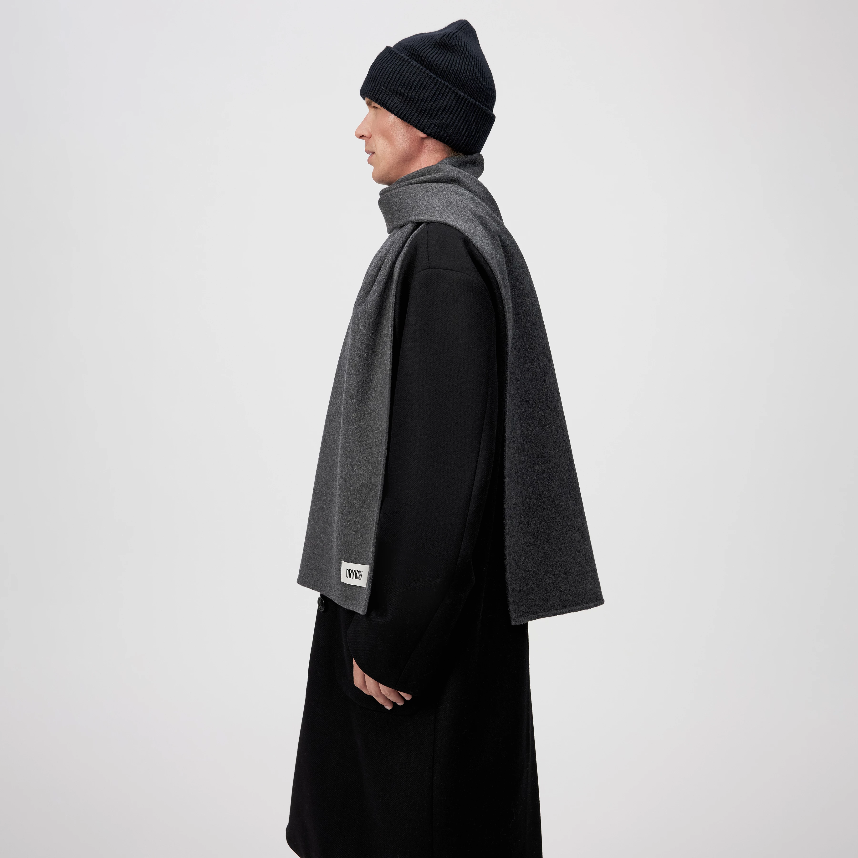 JARI - Scarf in double-faced wool - unisex - grey - Seitenansicht