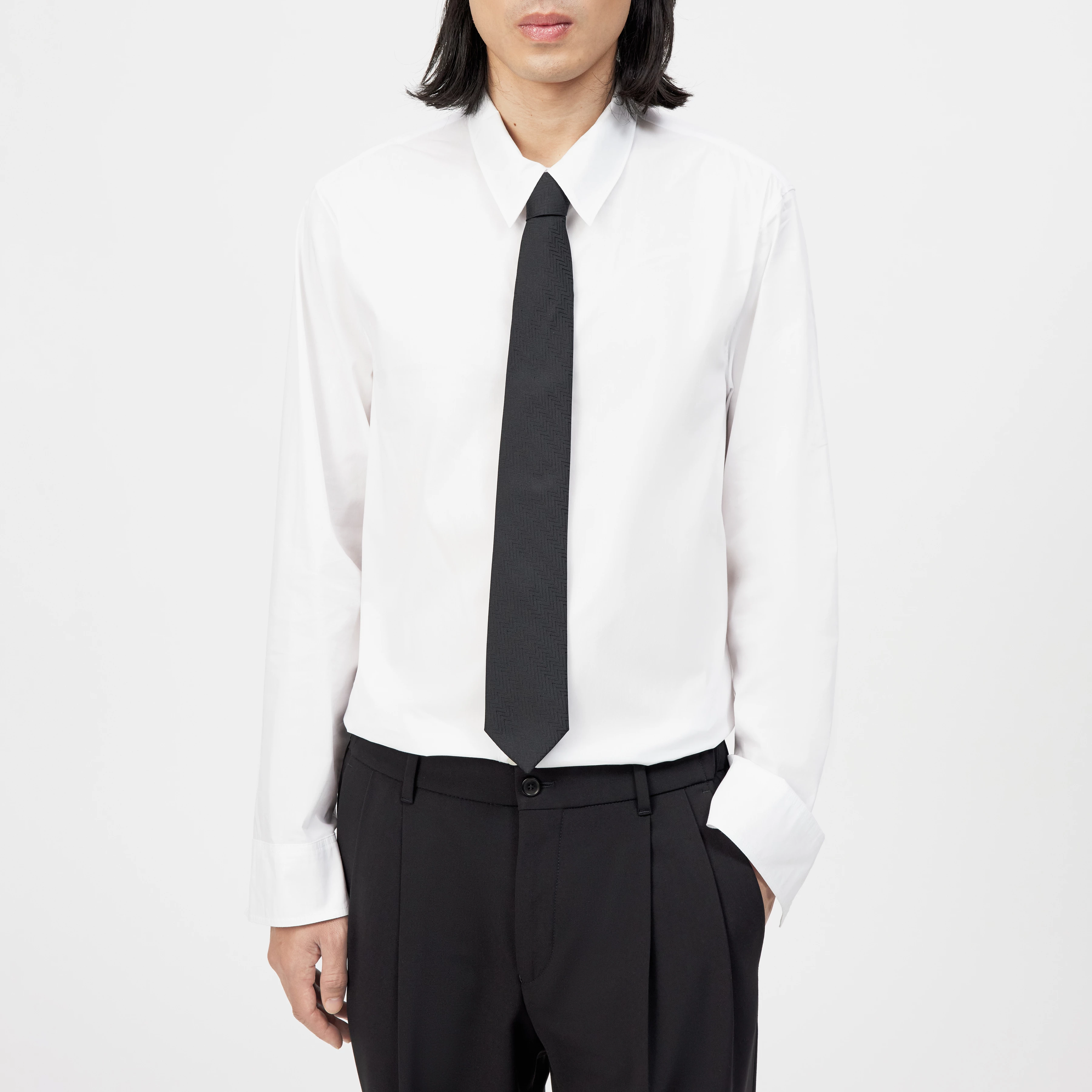 TIE_MODERN - Krawatte in Seide - Unisex - schwarz - Rückansicht