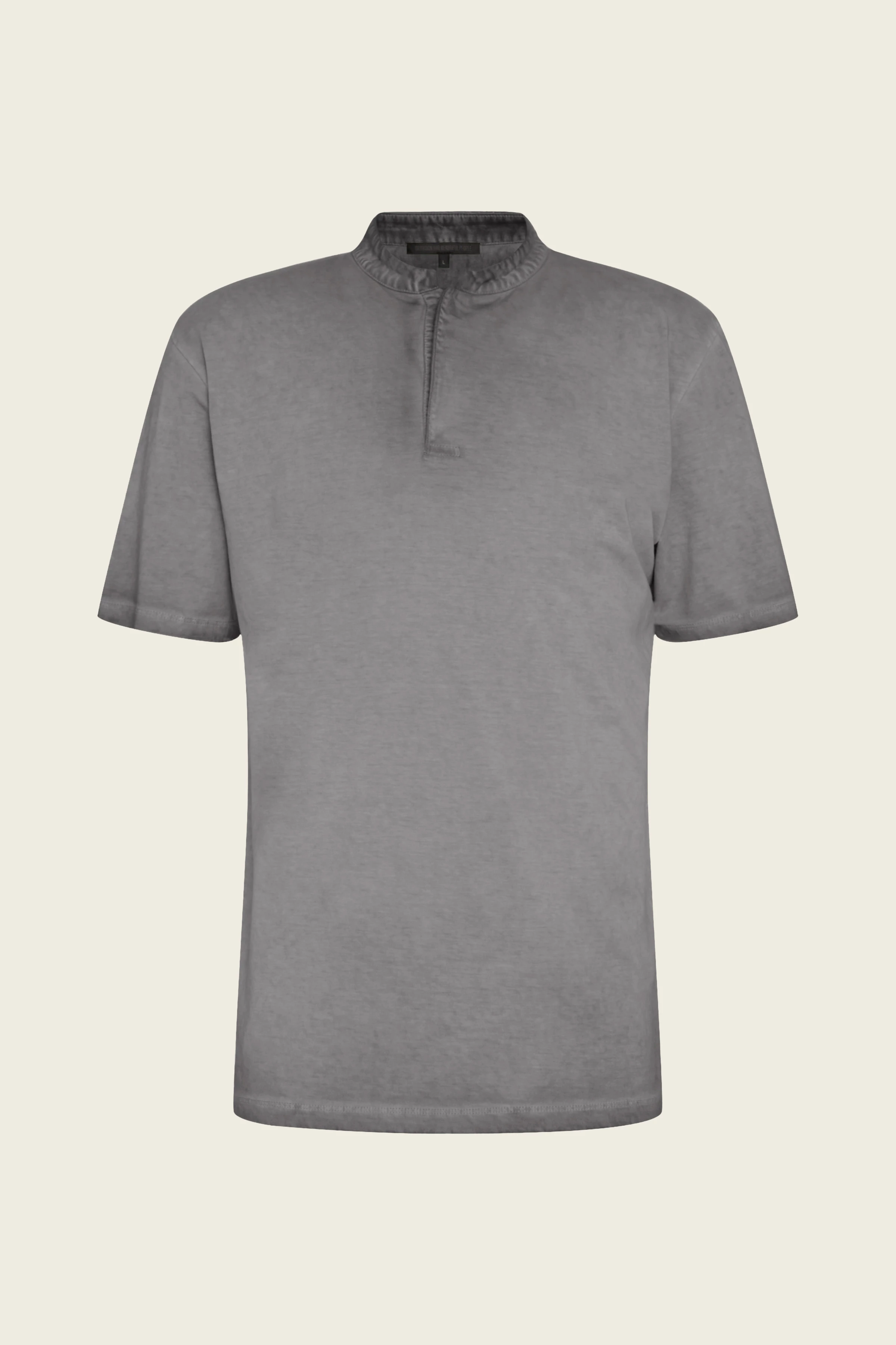 LOUIS - polo shirt with band collar - men - grey - Freisteller Frontansicht