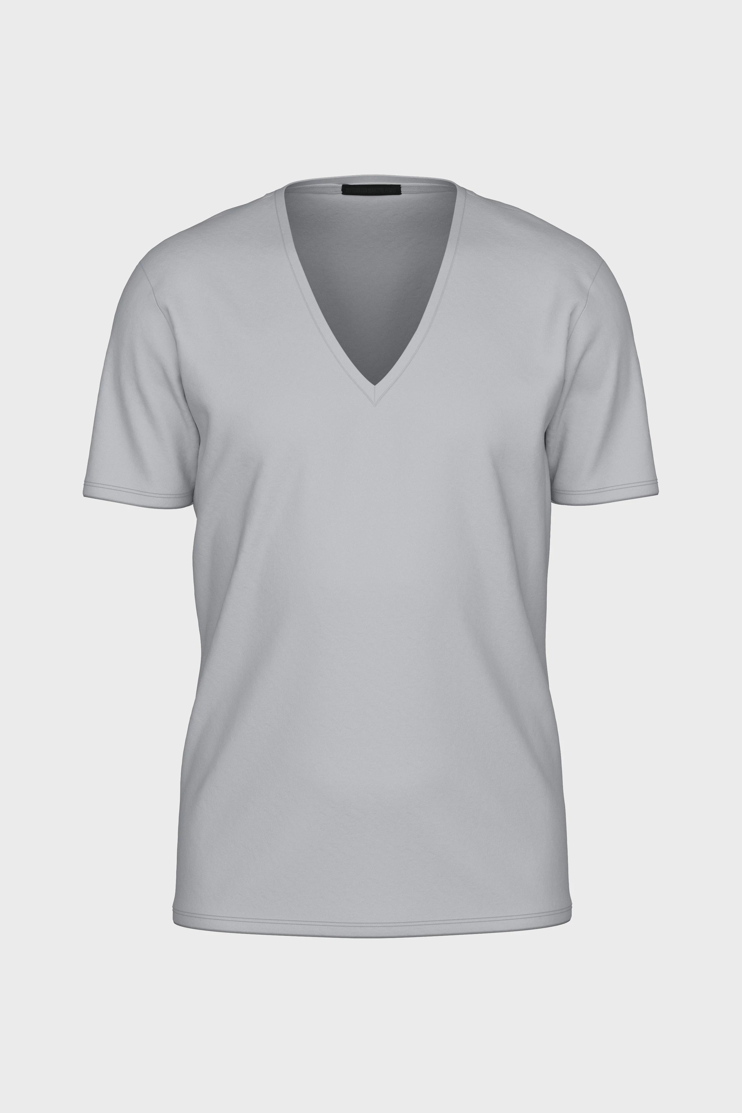 QUENTIN - V-Neck T-Shirt in Slim Fit aus reiner Baumwolle - Herren - grau - Freisteller Frontansicht