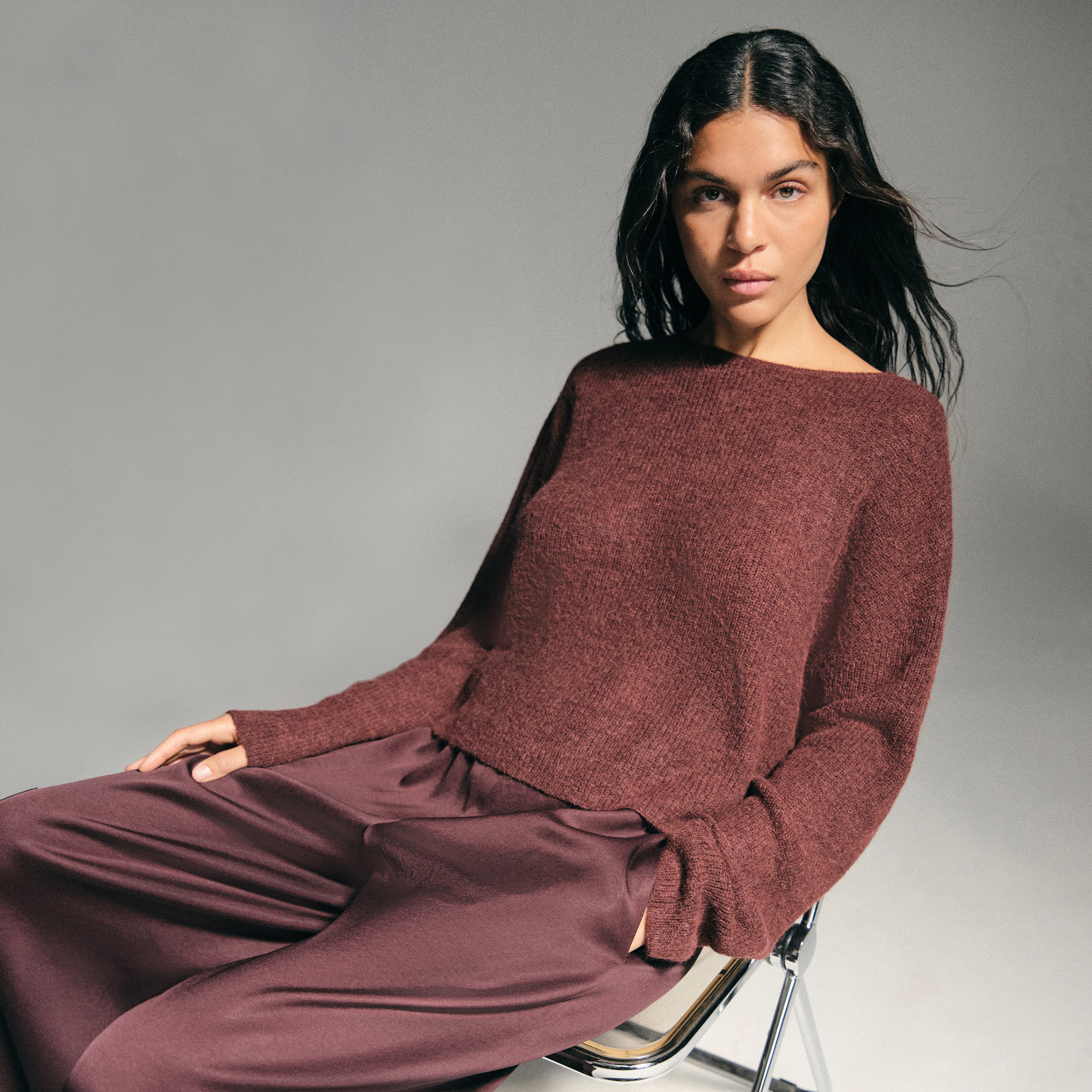 IMENY - Verkürzter Pullover in luxuriösem Suri Alpaka-Mix - Damen - rot