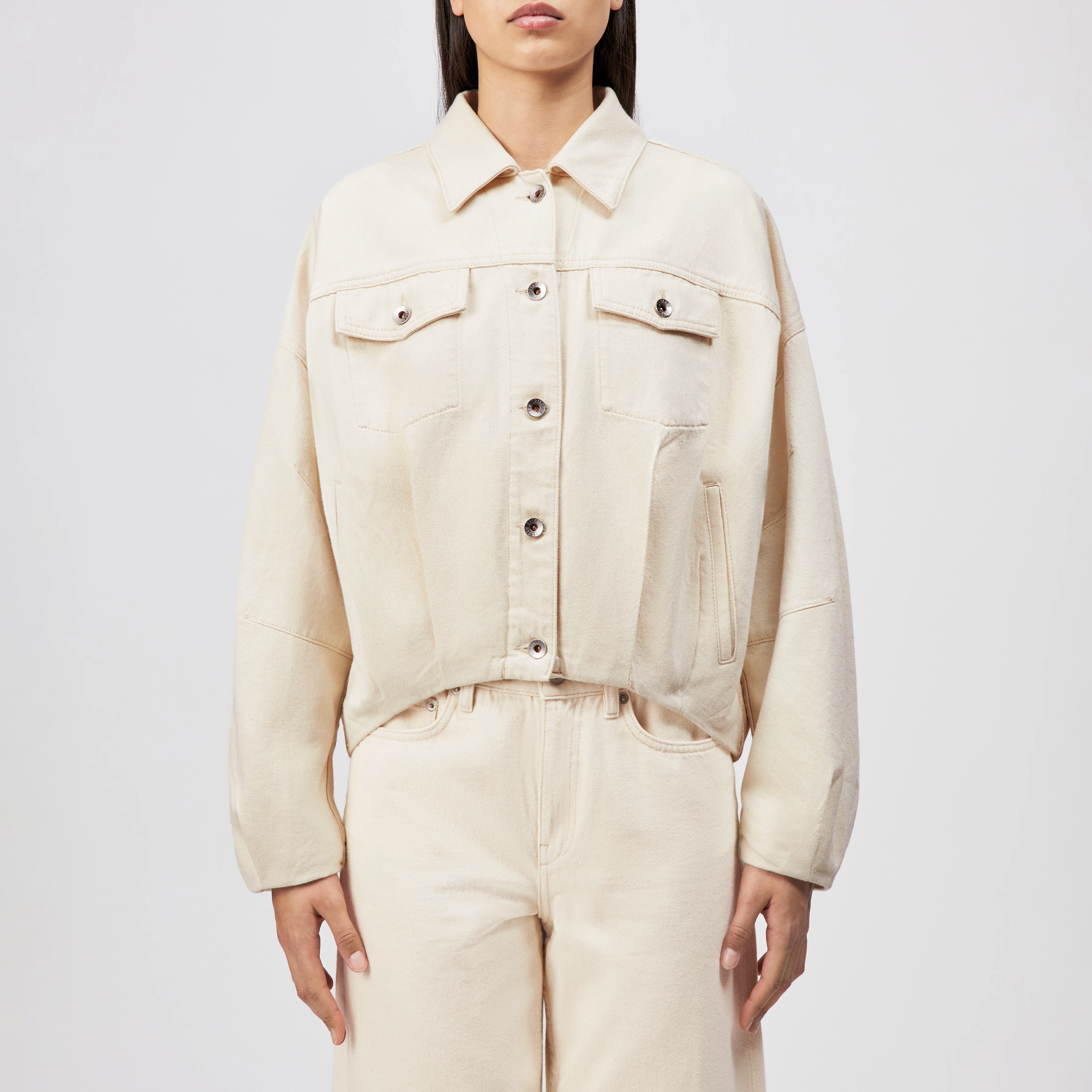 BLAXTON - Denim jacket in pure cotton - women - metal - Frontansicht