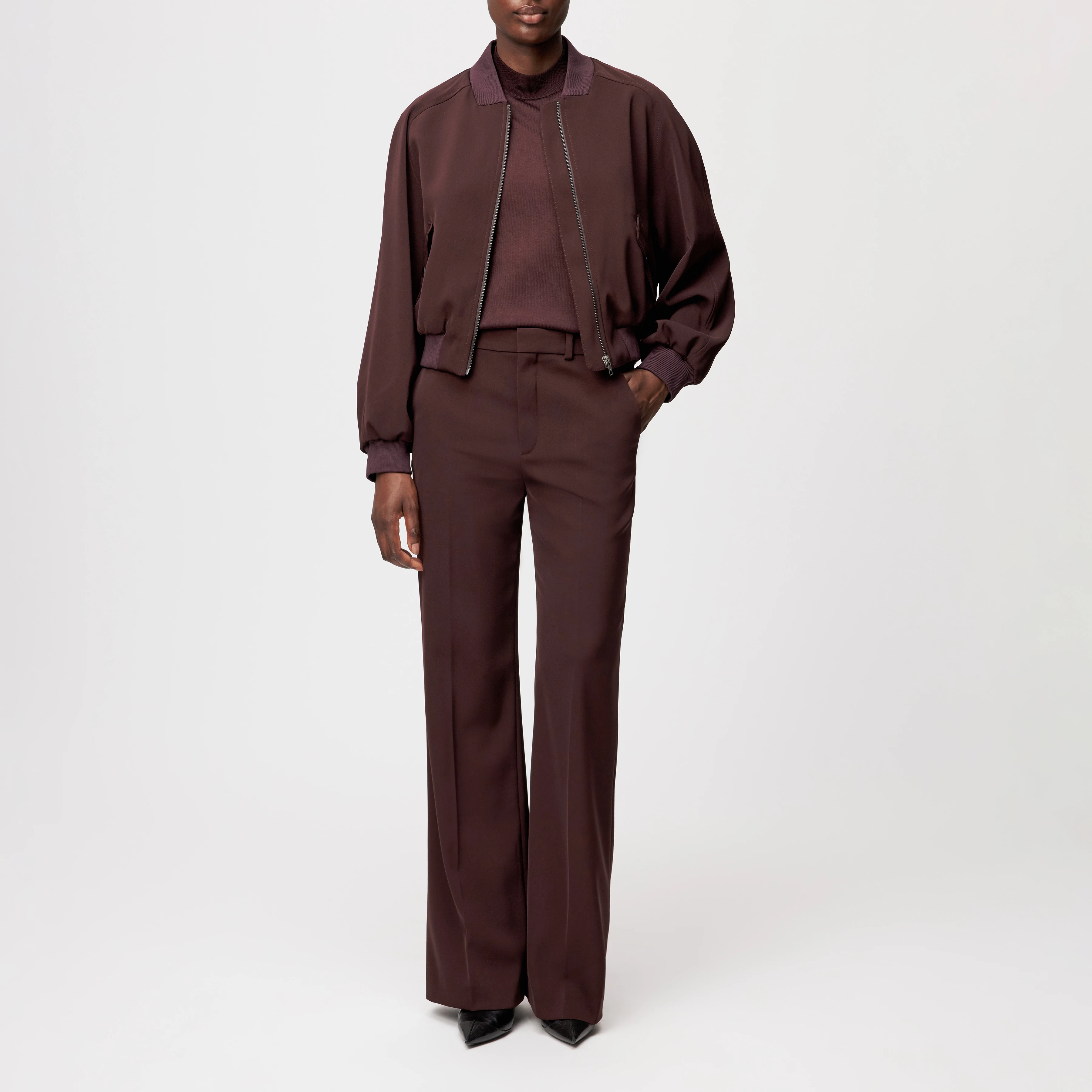 MARHAM - Blouson jacket in techno twill - women - red - Ganzkörper-Frontansicht