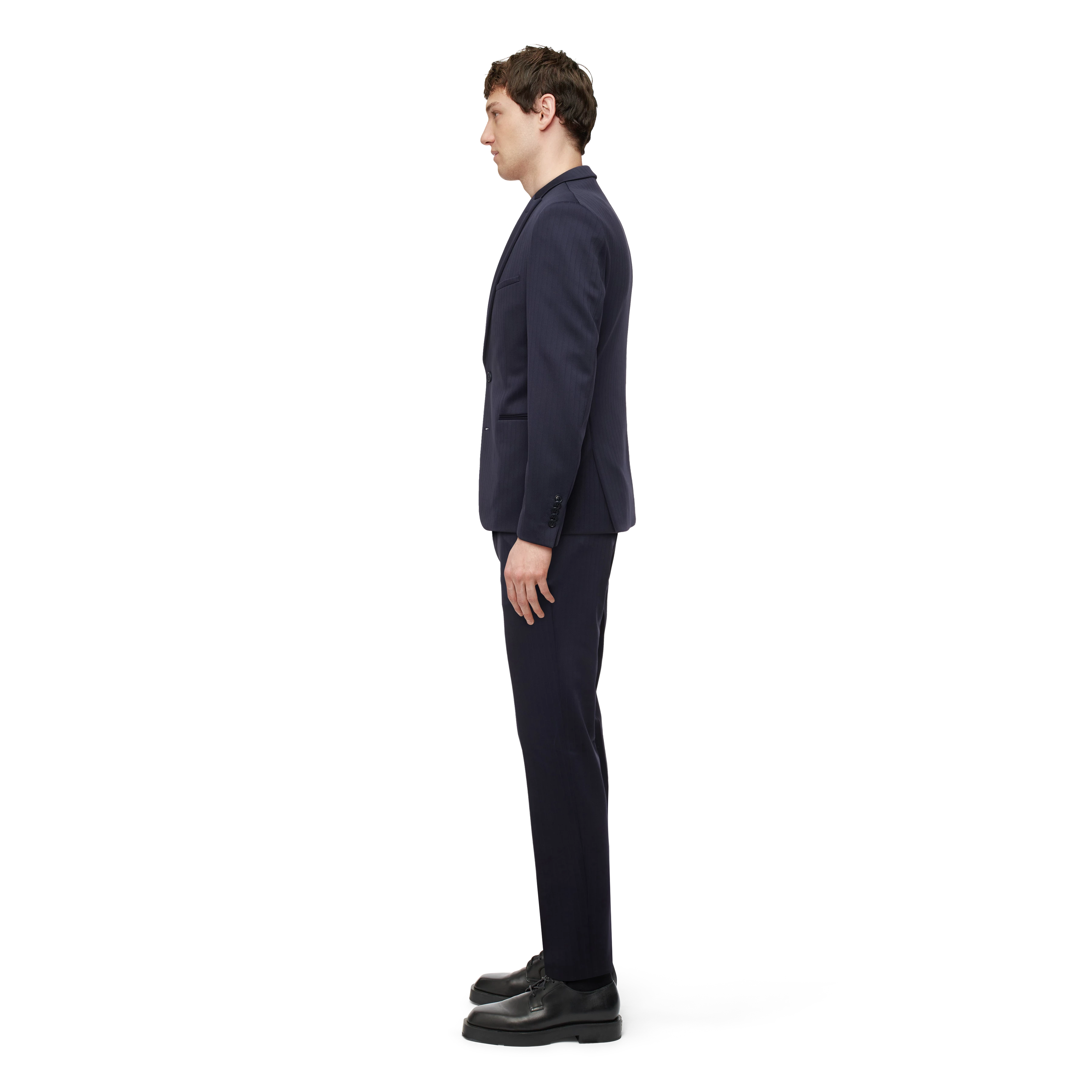 P-IRVING - Skinny fit suit in striped jersey - men - blue - Seitenansicht