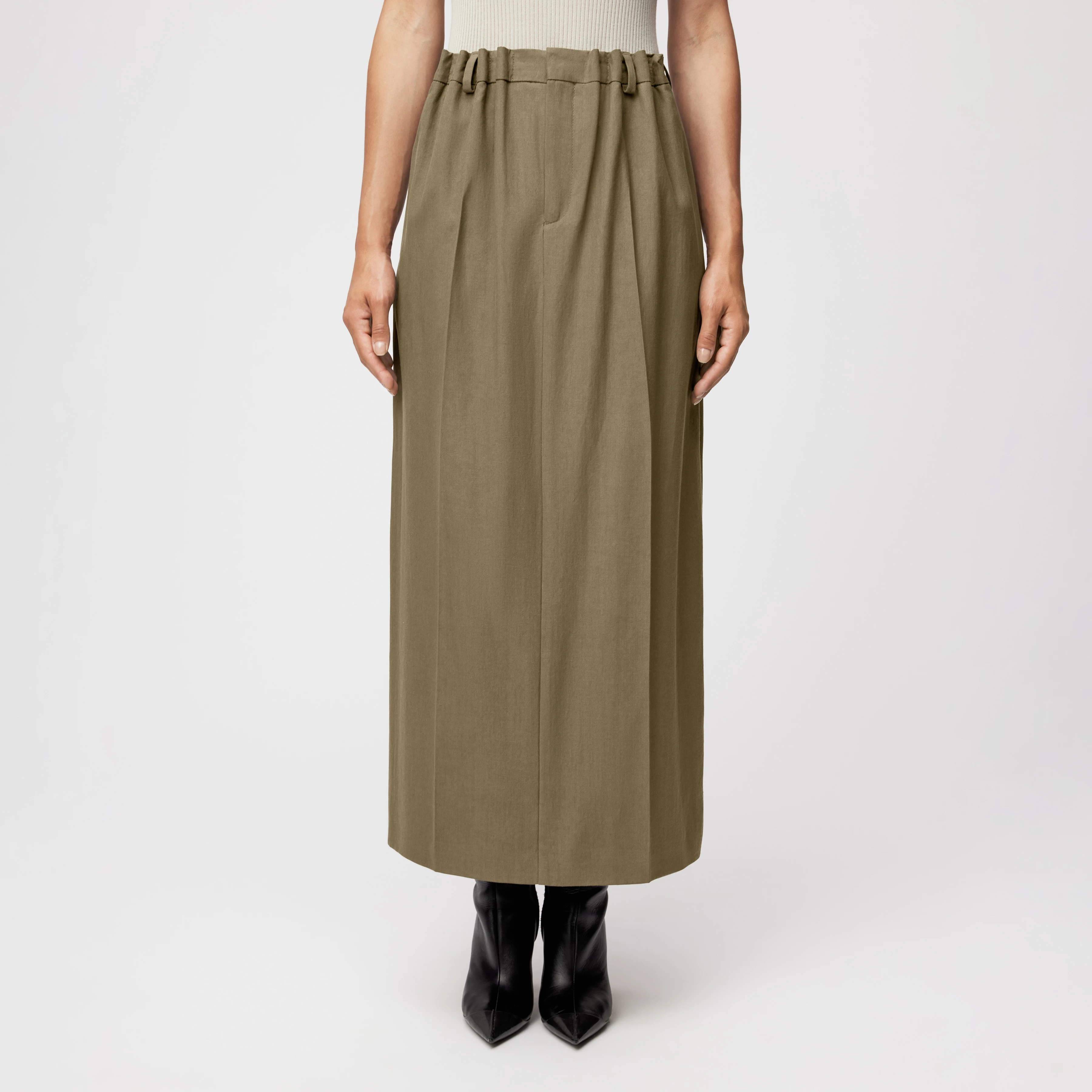 CORALINE - Rock mit Bundfalten in Twill - Damen - grün - Frontansicht