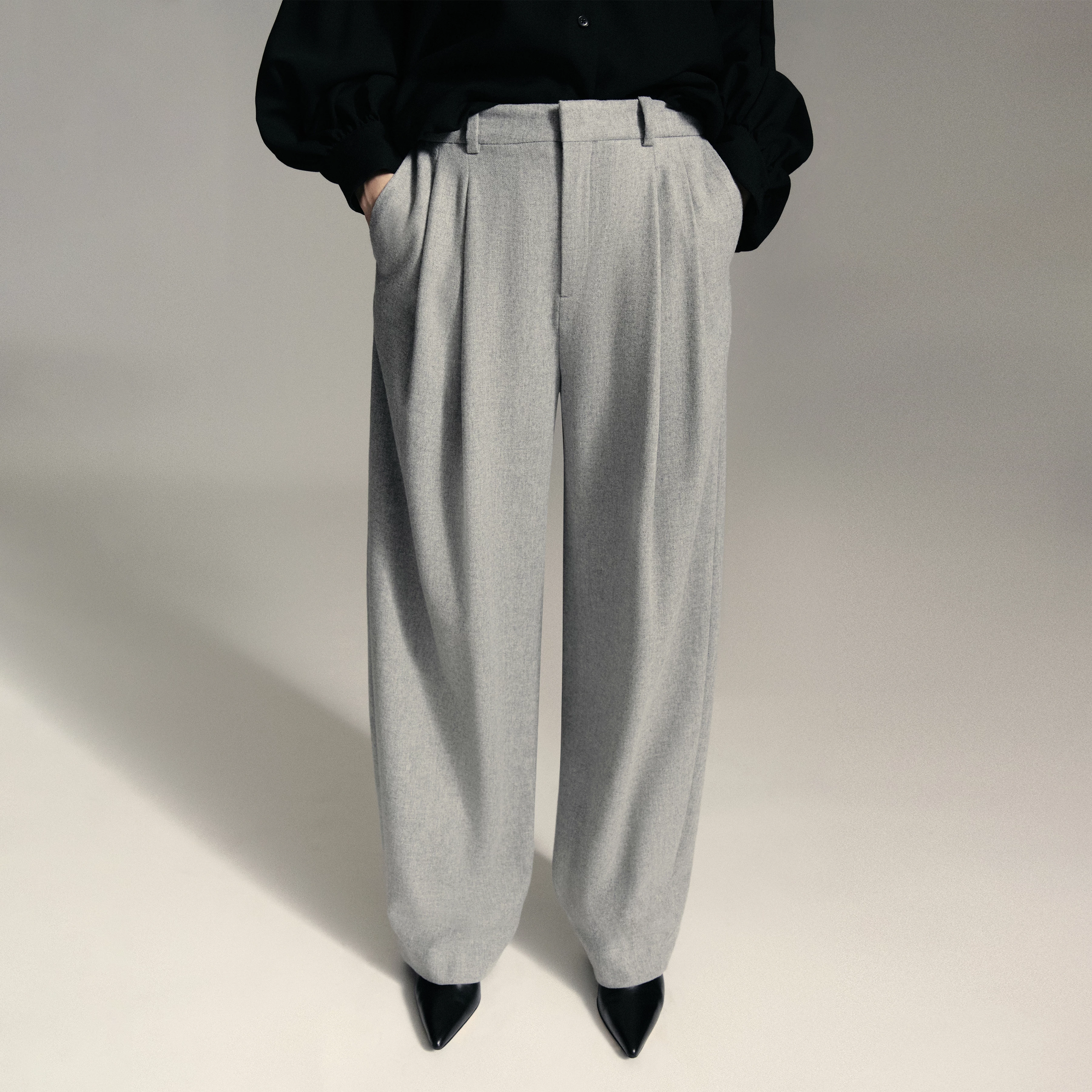 INK - Casual pleated trousers in flannel - women - grey