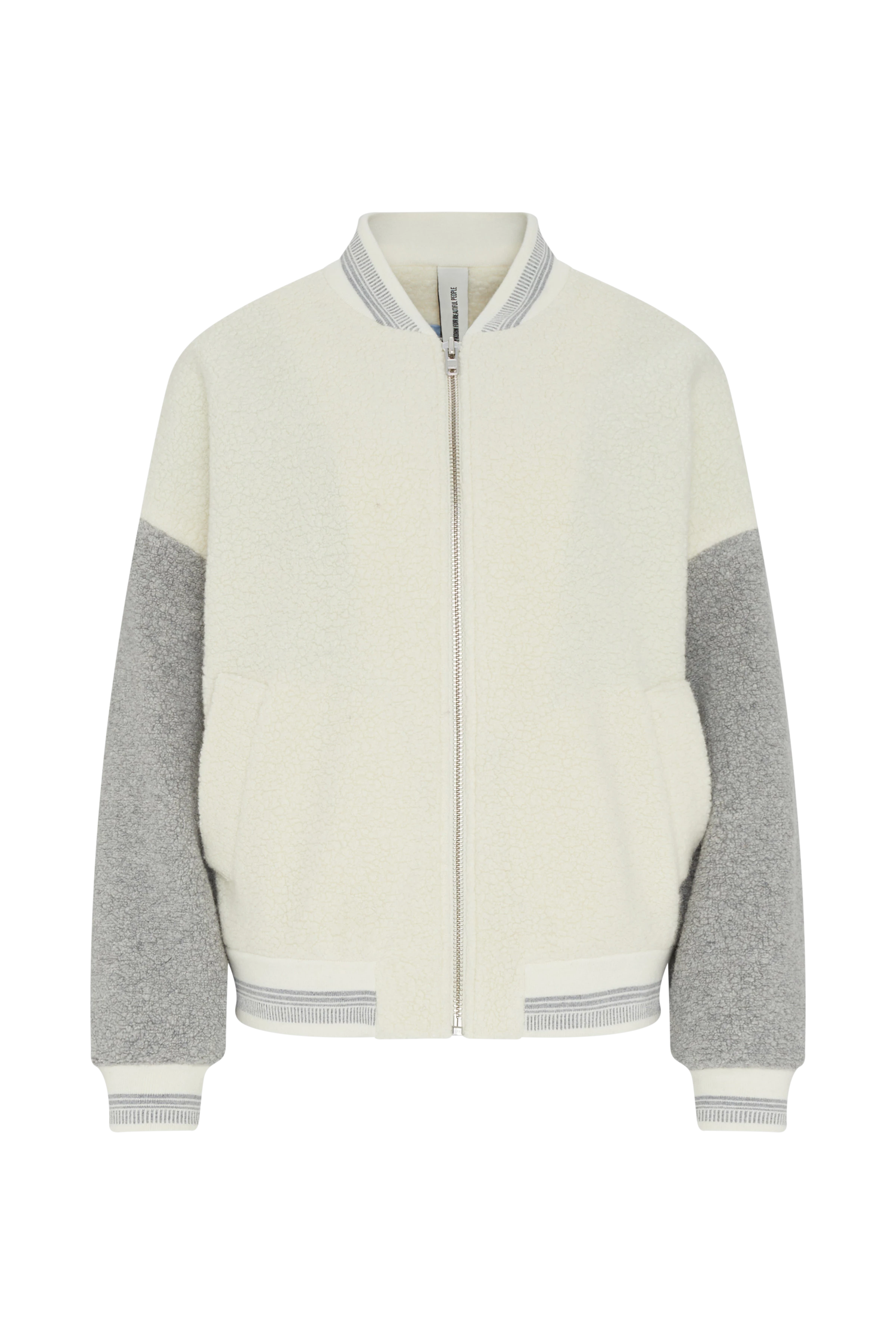 JANWYN - Collegejacke in flinchigem Teddy - Damen - beige - Freisteller Frontansicht