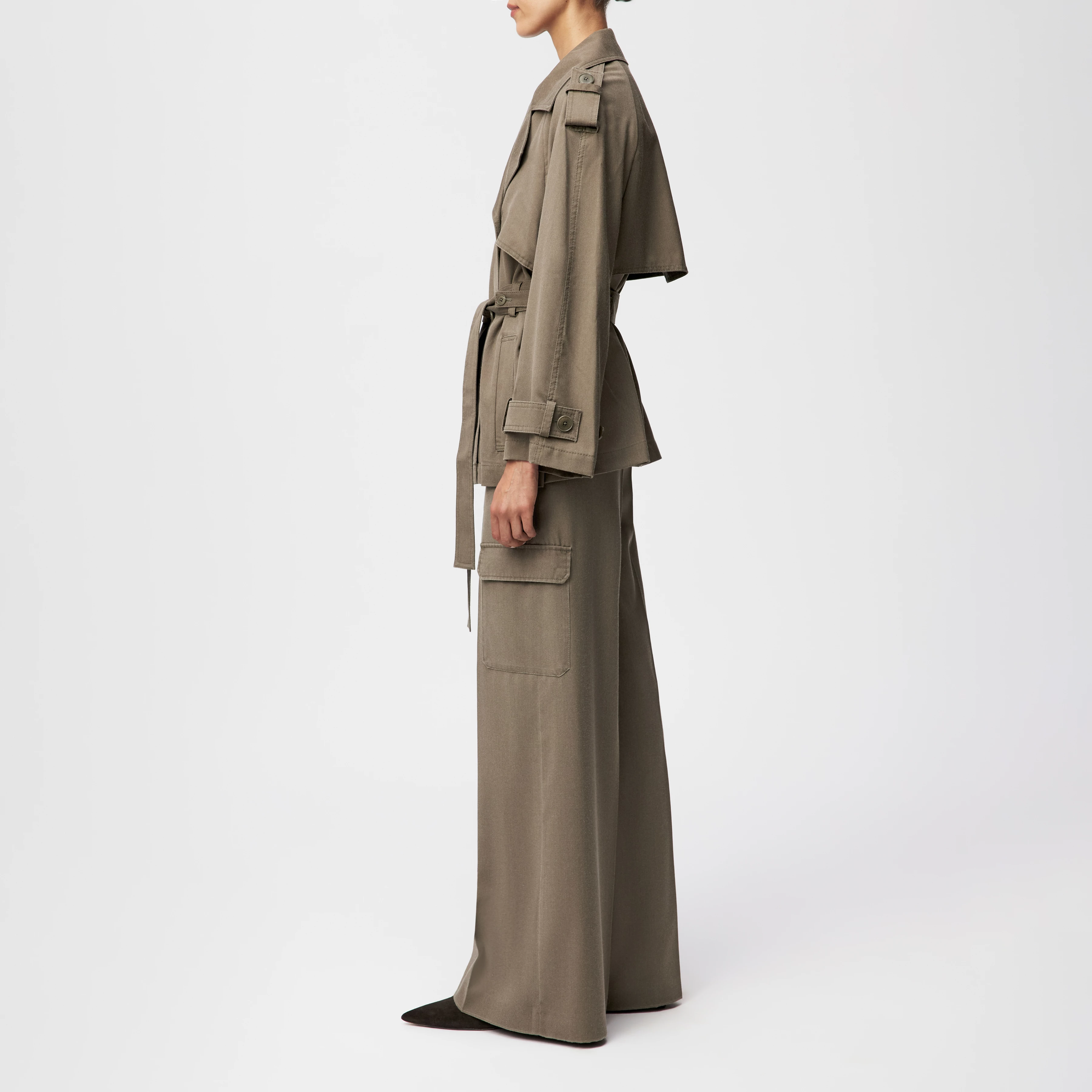 WELNEY - Baby-Trench in Woll-Mix - Damen - grün - Seitenansicht