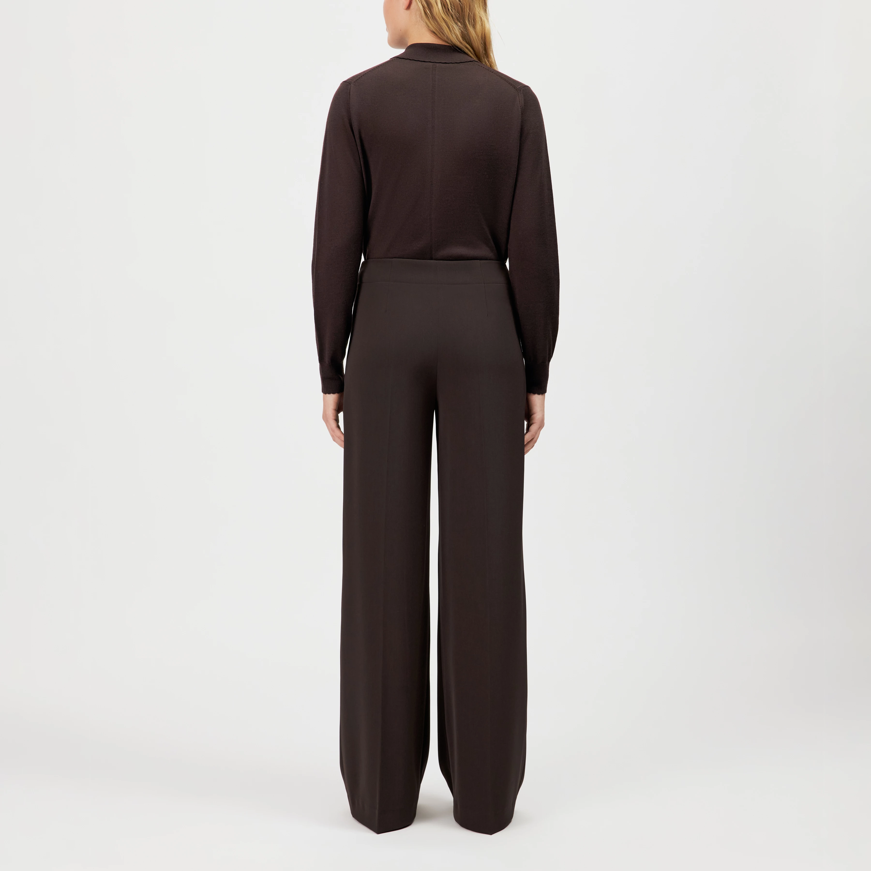BEFORE - Pleated wide-leg trousers - women - brown - Rückansicht
