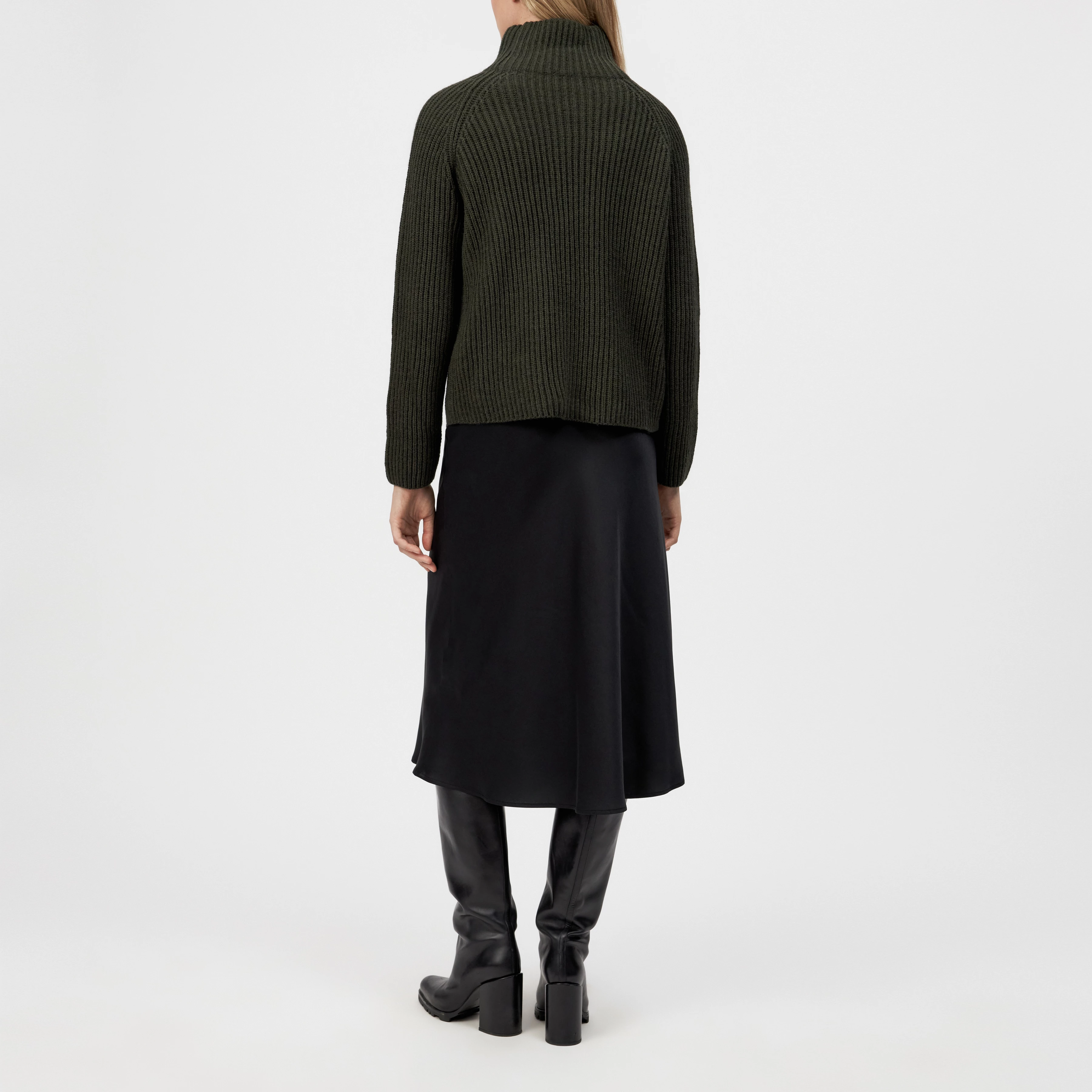 ARWEN - Pull à col roulé en laine et alpaga - women - vert - Rückansicht