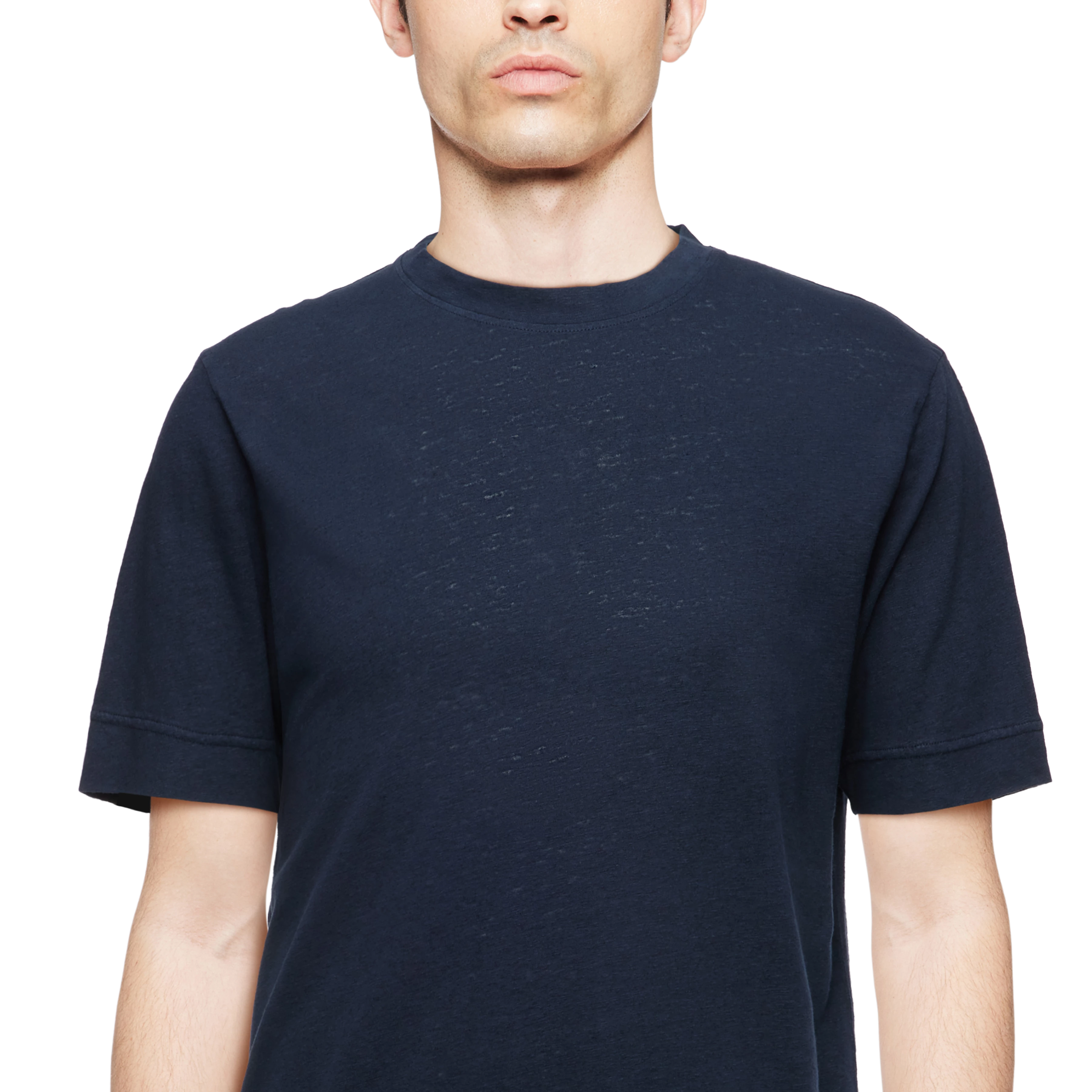 RAPHAEL - T-shirt in linnenmix - heren - blauw - Detailansicht am Model