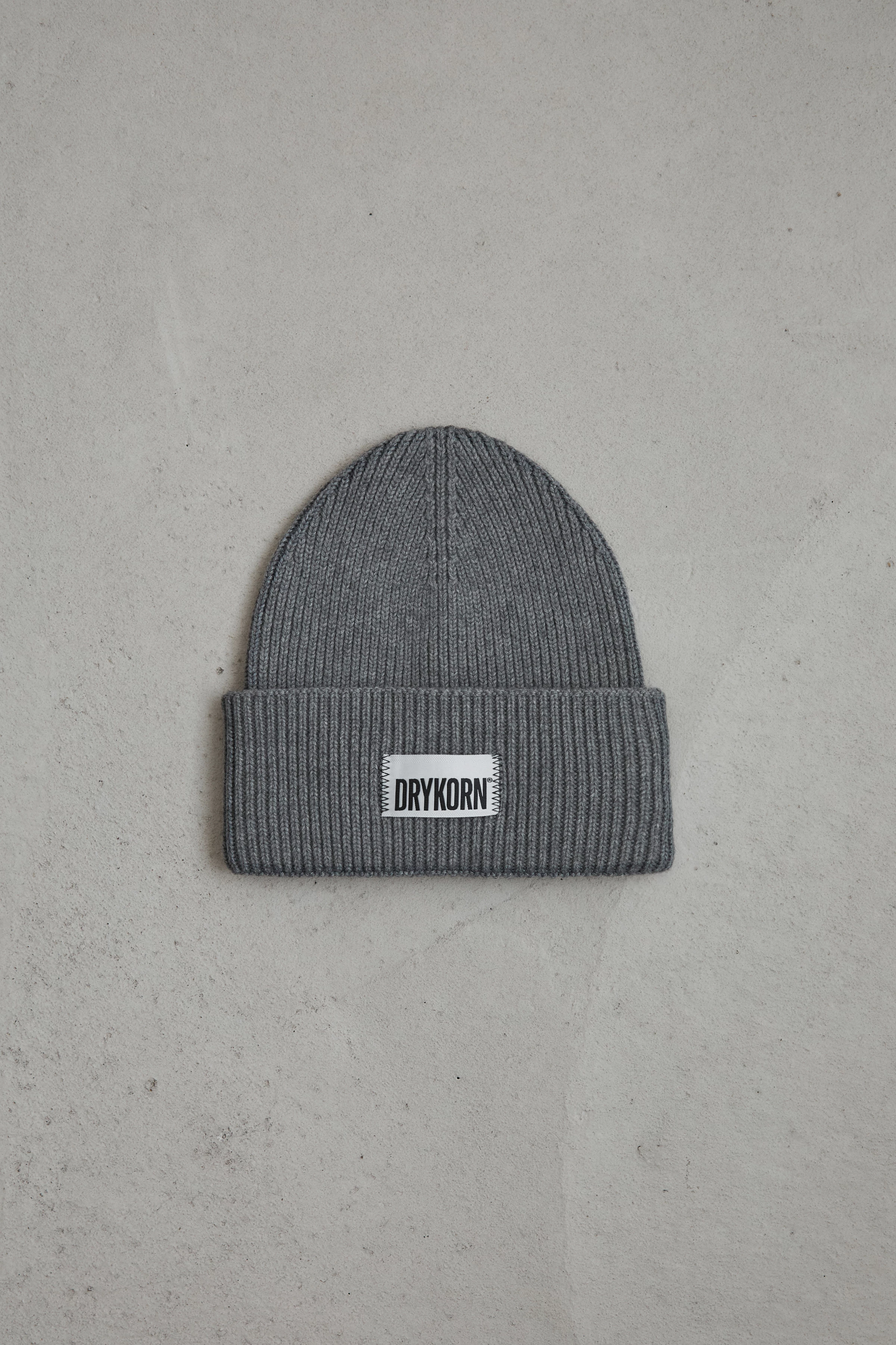 LOAH - Strickbeanie aus Baumwoll-Mix - Unisex - grau - Freisteller Frontansicht