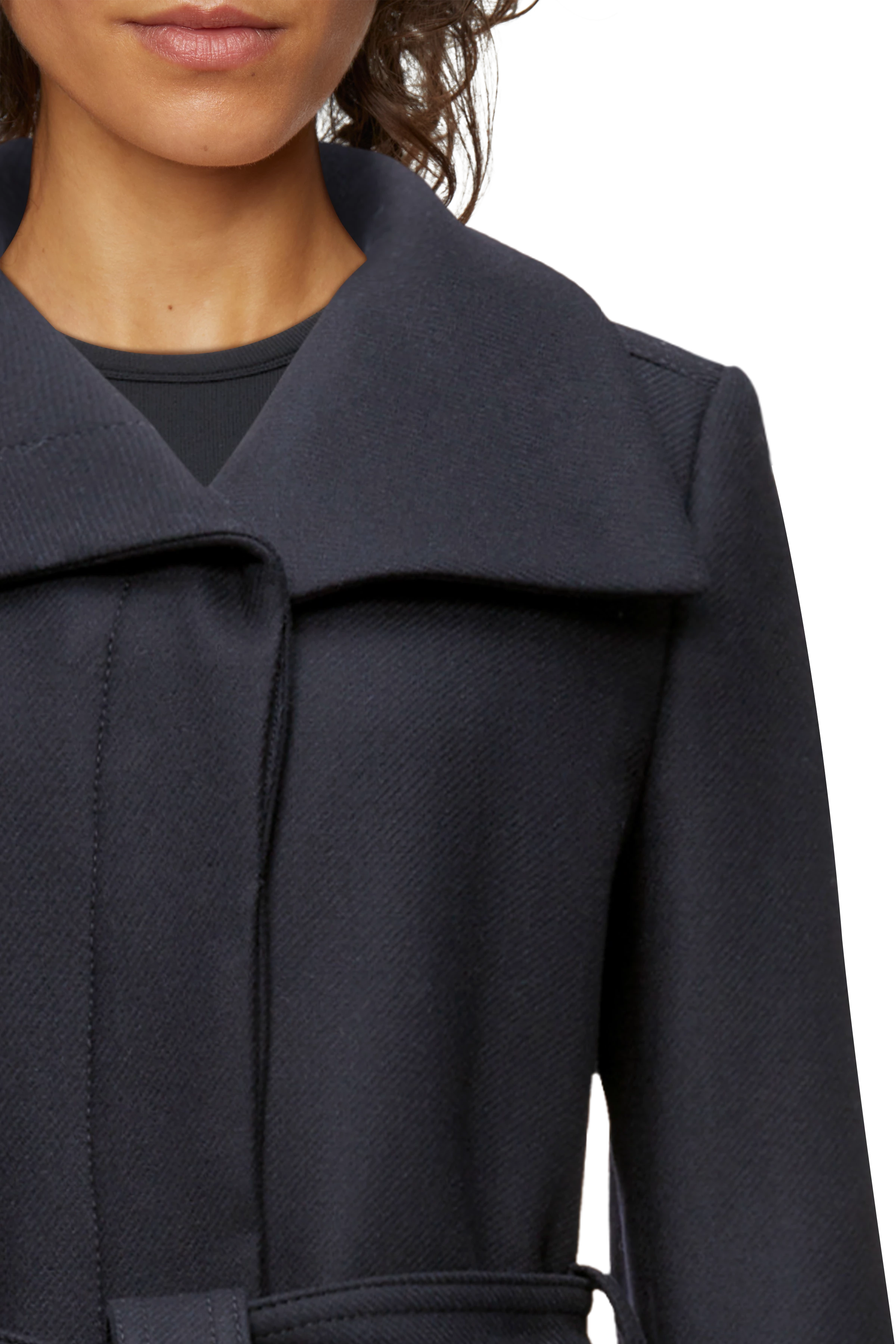 LEICESTER - Jas met opstaande kraag in winterse wolmix - dames - blauw - Seitenansicht