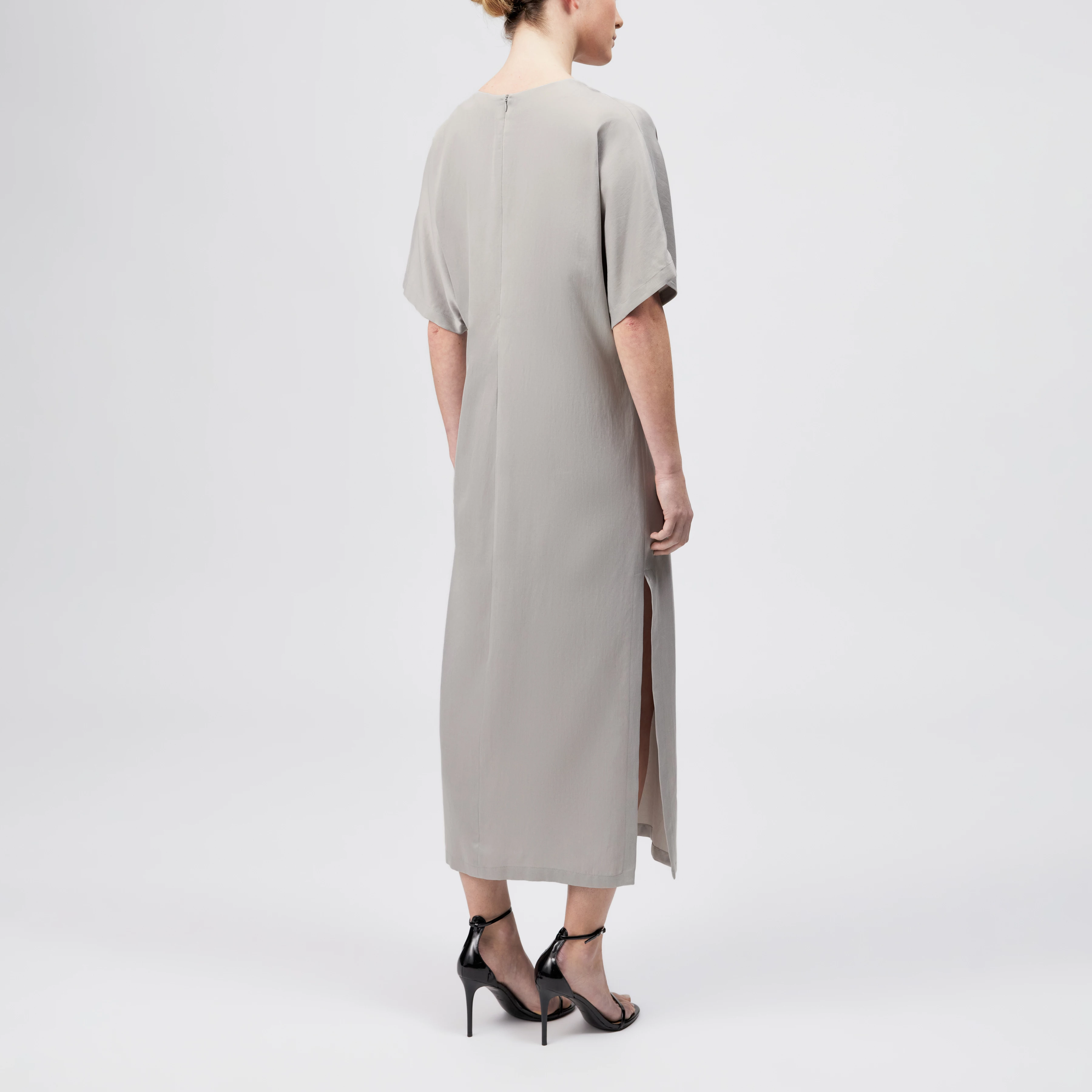 INDAH - Casual cupro-cotton blend dress - women - grey - Rückansicht