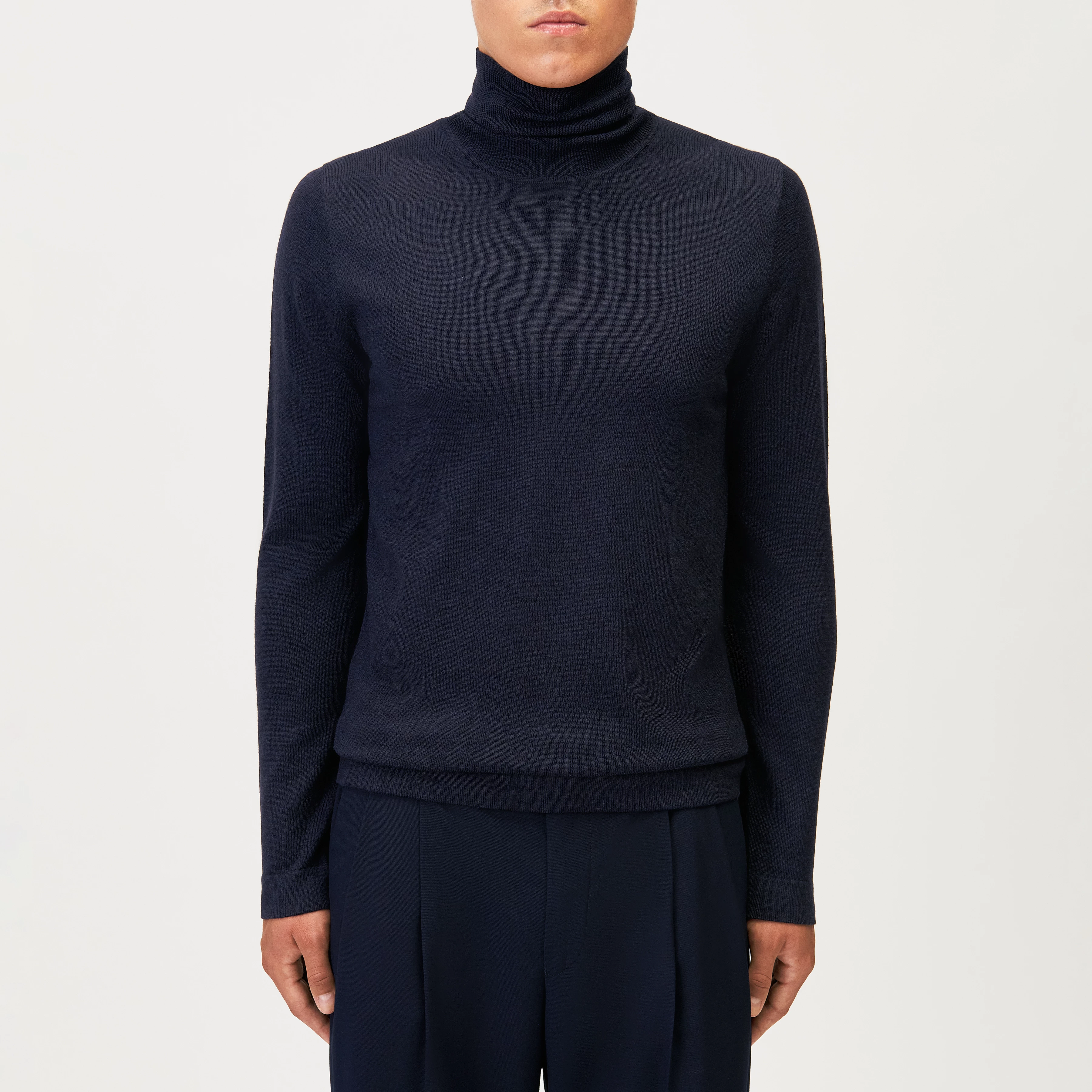 JOEY - Rollkragenpullover in 100% Merinowolle - Herren - blau - Frontansicht