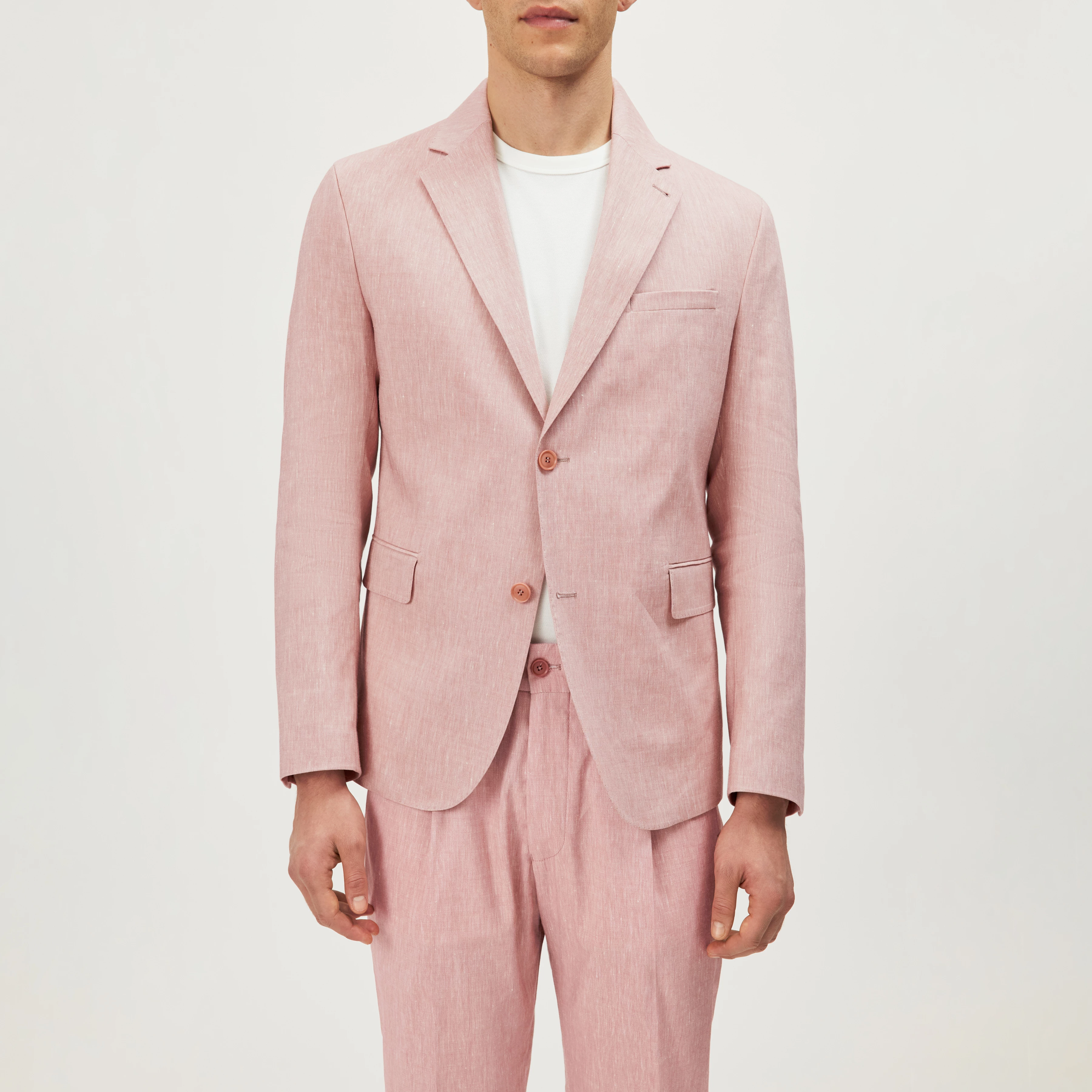 YAMES - Enkeltradet jakke i hørmix - men - orange - Frontansicht