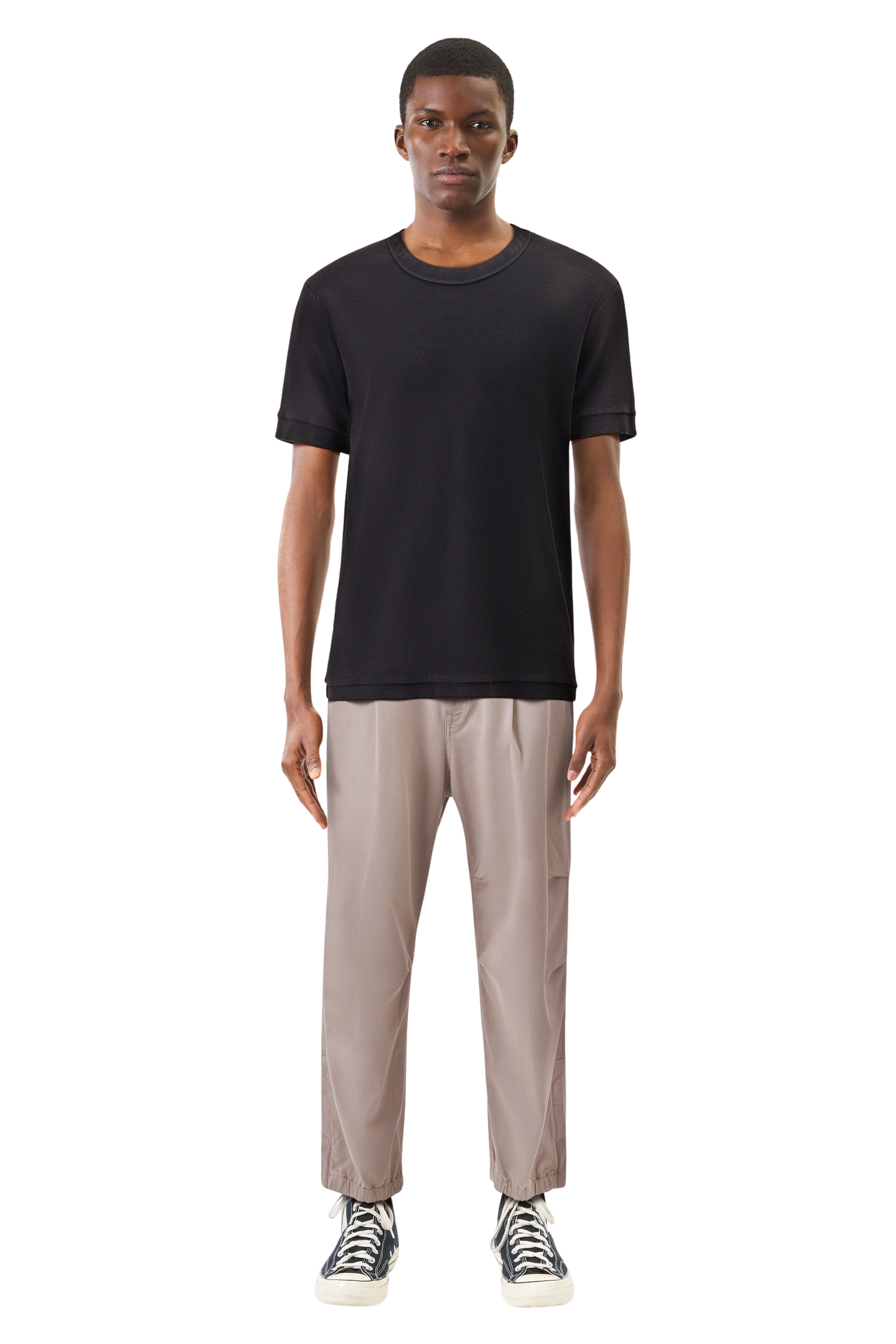 GILLAN - T-shirt in cotton rib - men - Natural Aluminium - Ganzkörper-Frontansicht