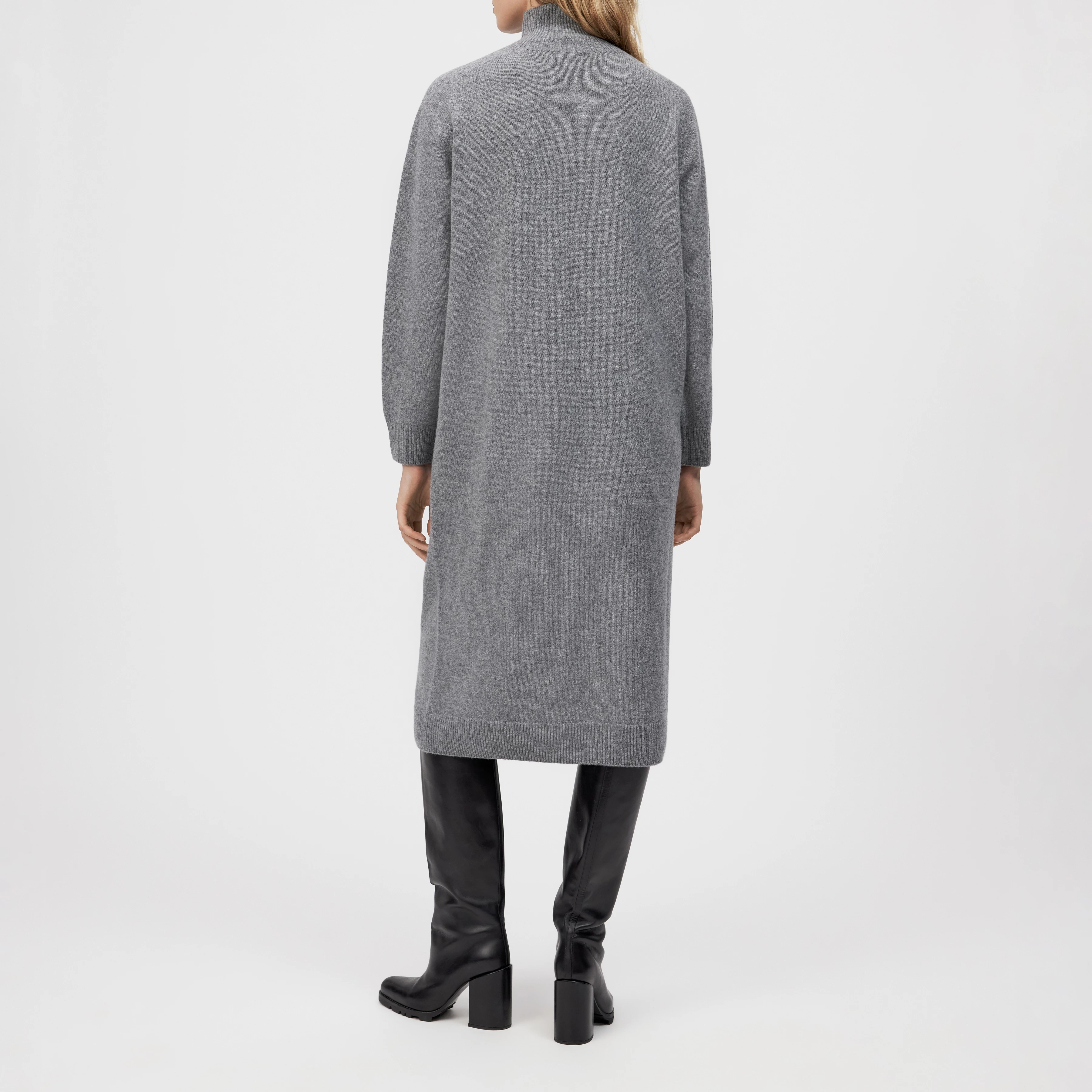ALINOY - Knitted dress in virgin wool - women - grey - Rückansicht