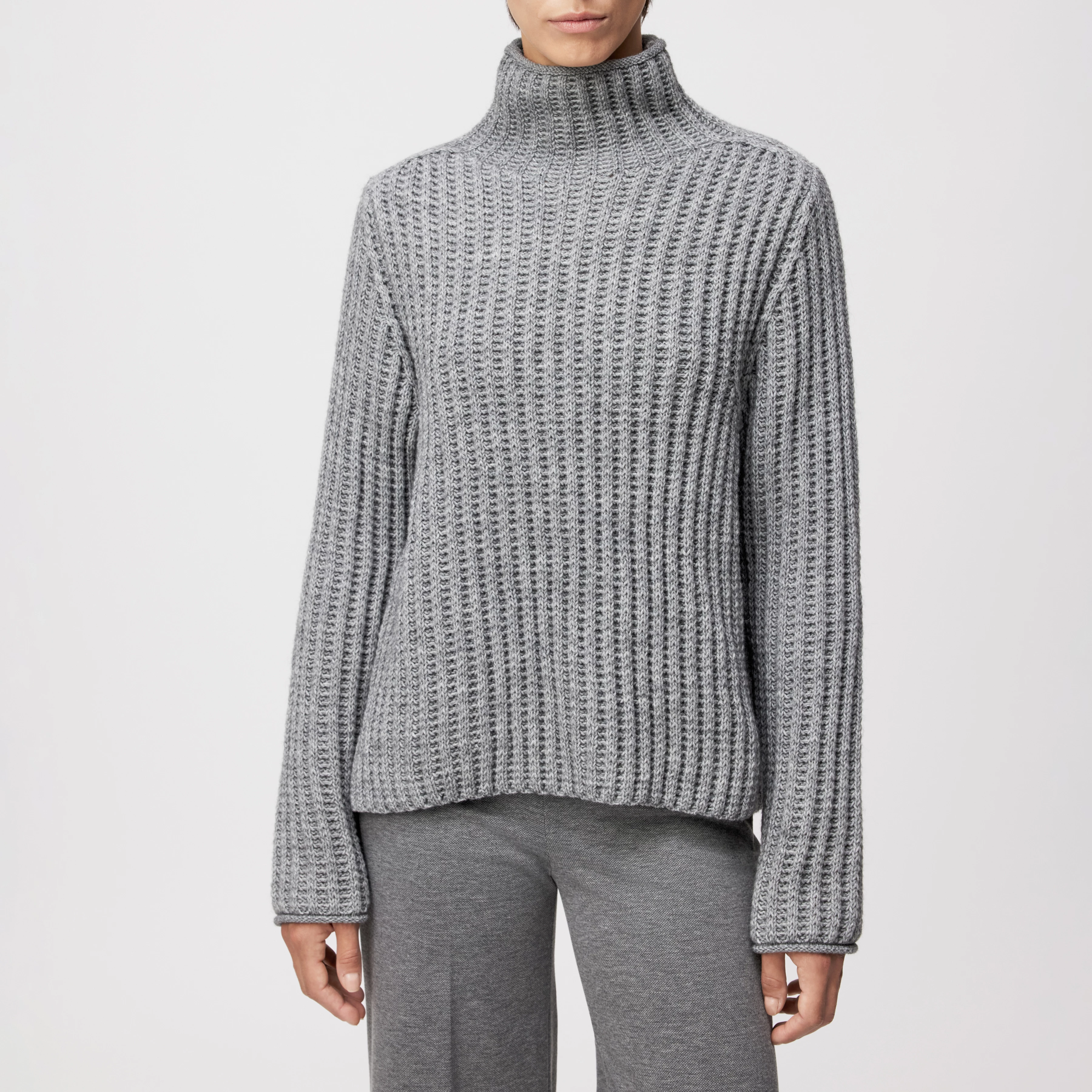 VARISA - Turtleneck jumper in wool and alpaca blend - women - grey - Frontansicht