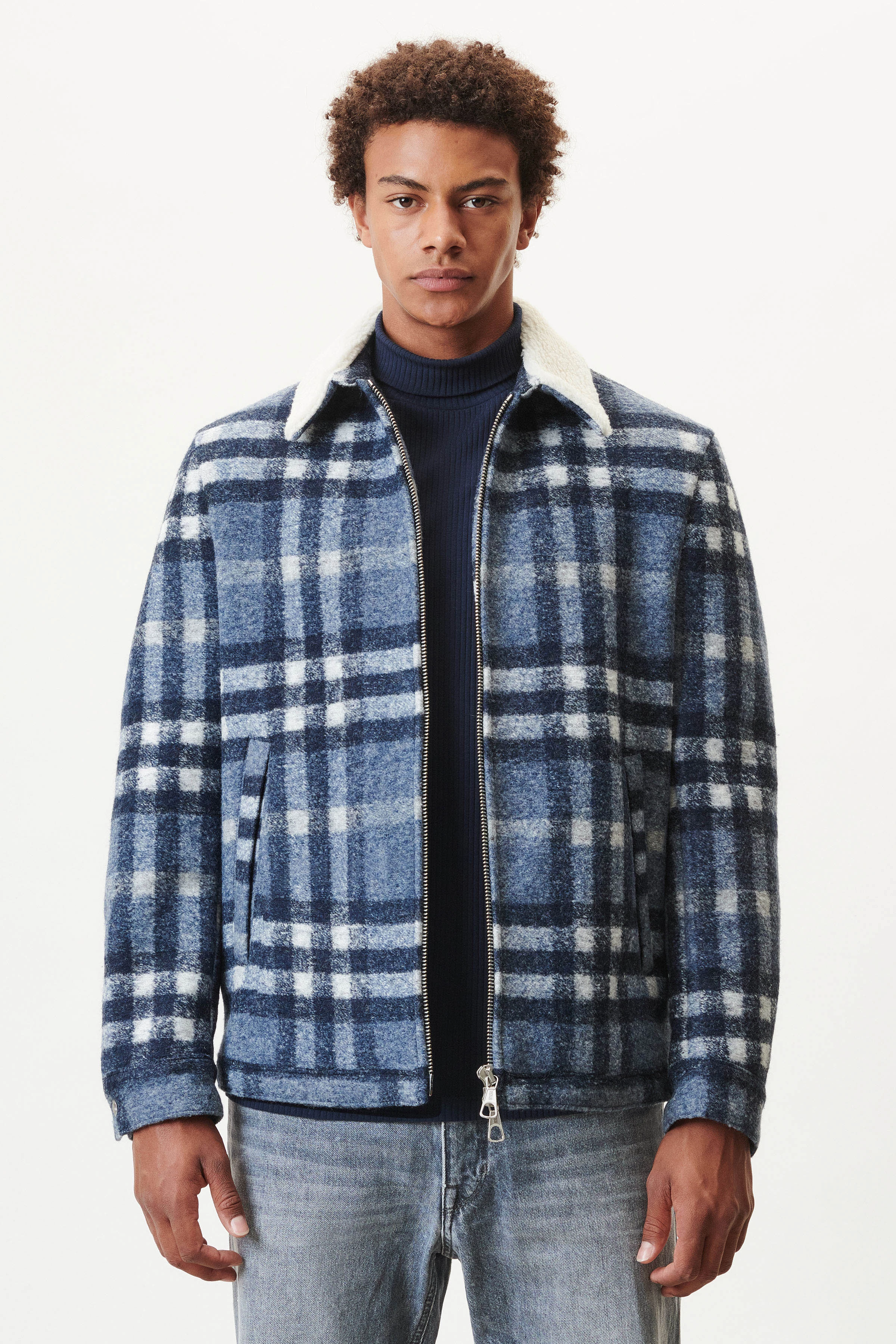 RIKKA - blouson jacket in wool mix - men - blue - Frontansicht